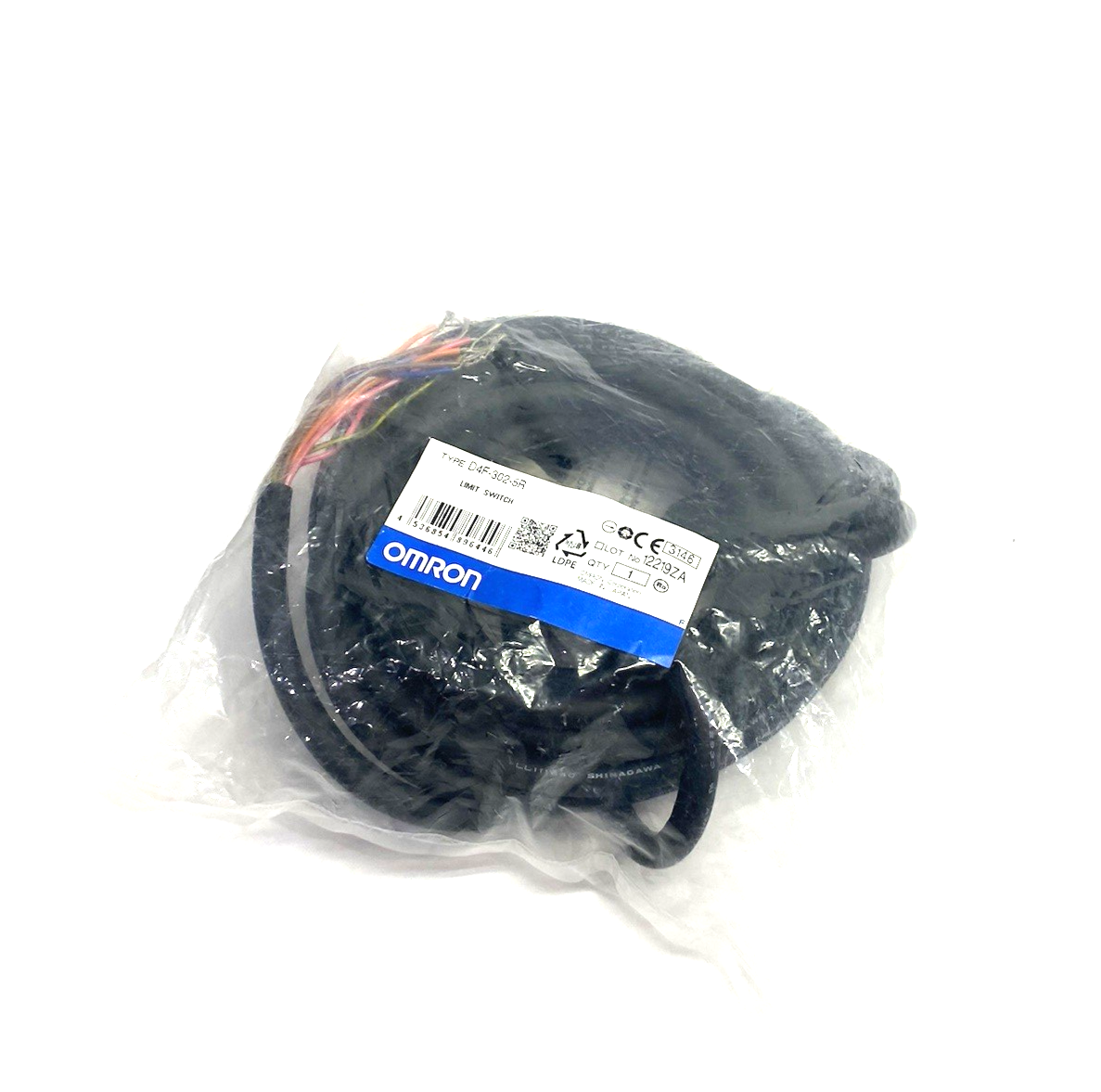 D4F-302-5R | Omron Small Safety Limit Switch, Roller plunger, 2NC/2NO, 5m Cable - New - Maverick Industrial Sales