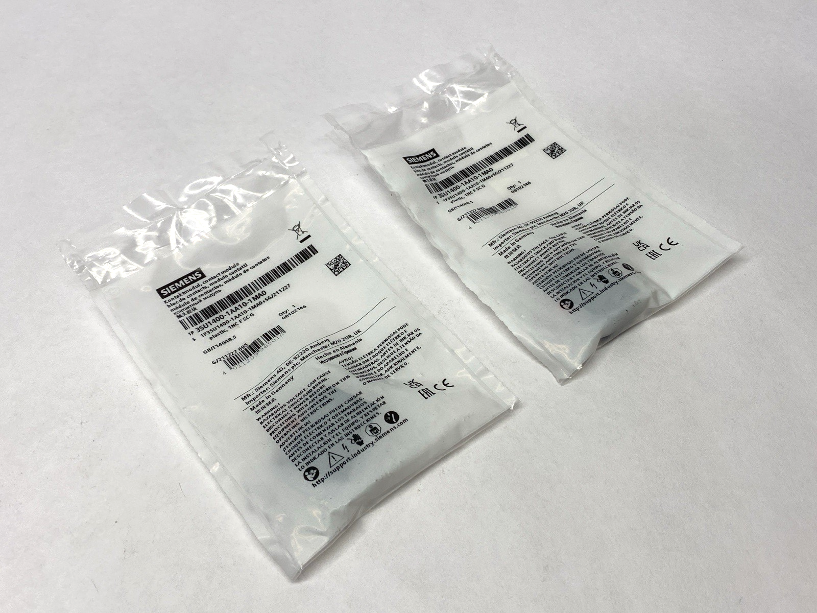 Siemens 3SU1400-1AA10-1MA0 Contact Module 1NC LOT OF 2 - Maverick Industrial Sales