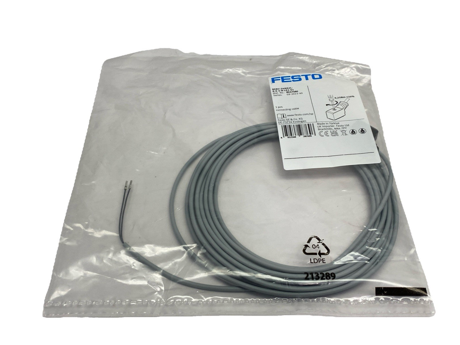 Festo NEBV-Z4WA2L-R-E-5-N-LE2-S1 Connecting Cable 5m 8047680 - Maverick Industrial Sales