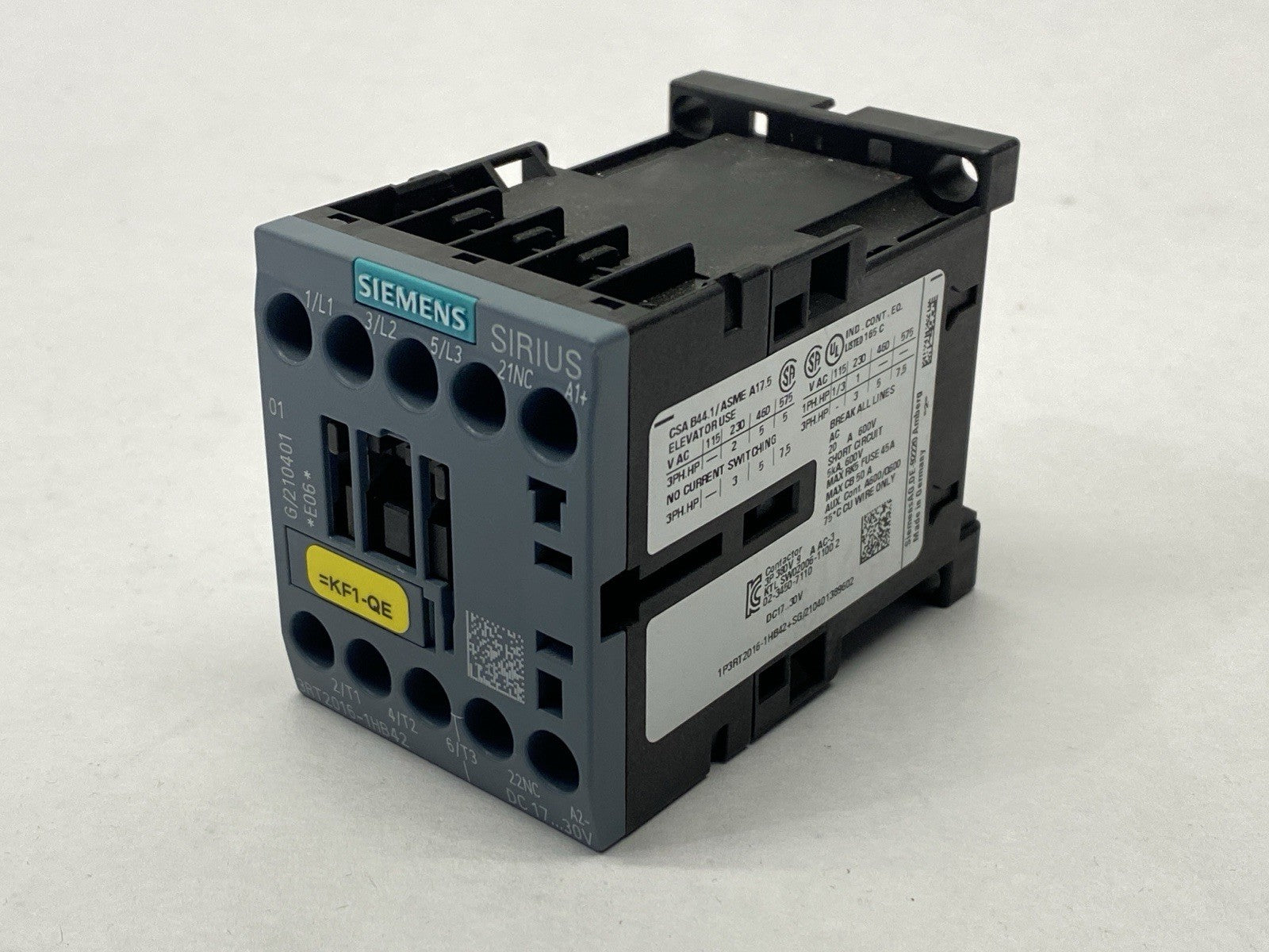 Siemens 3RT2016-1HB42 Power Contactor 3-Pole 9A 4kW 400V 24VDC - Maverick Industrial Sales