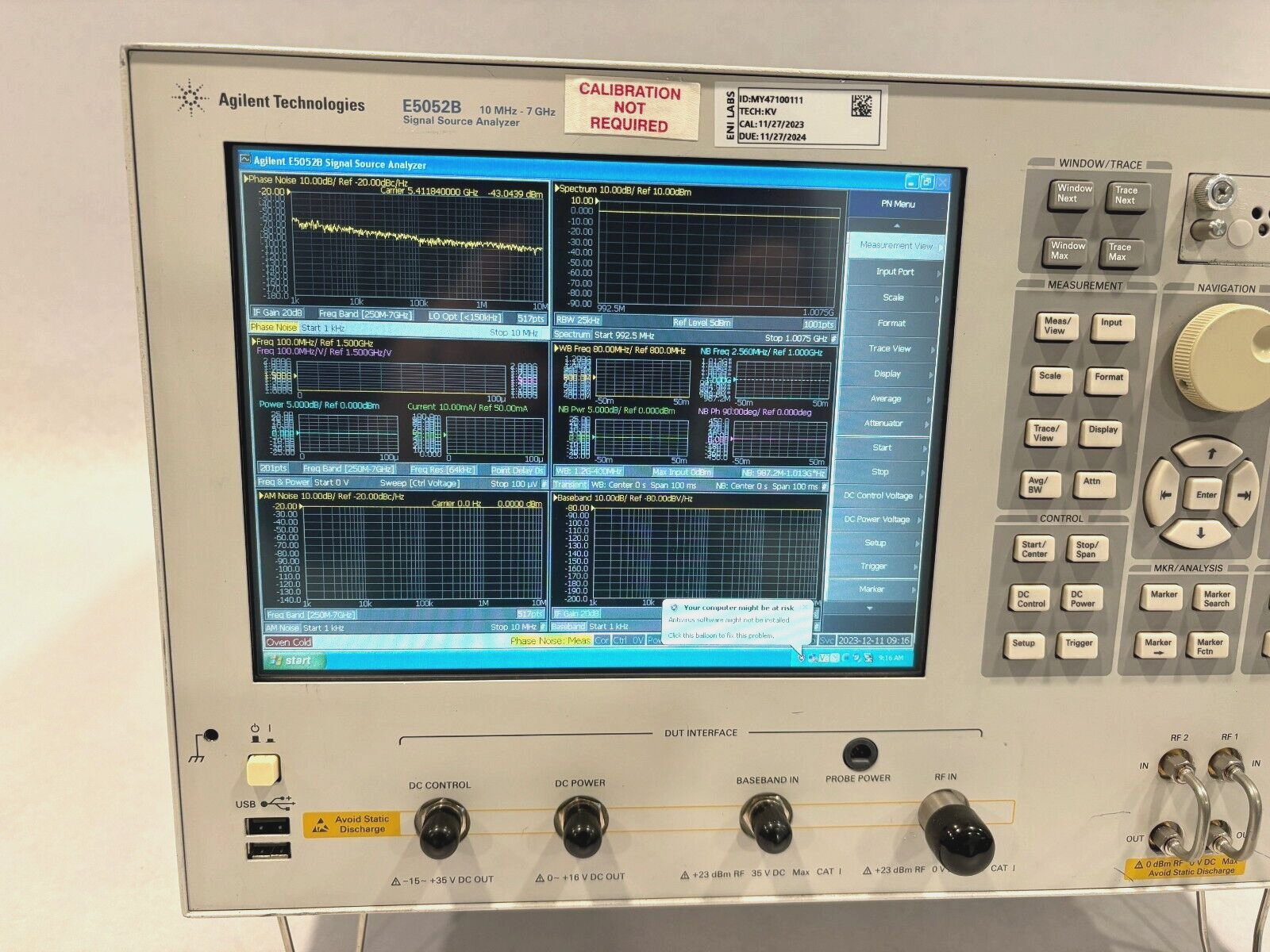 Agilent E5052B Signal Source Analyzer, 10 MHz - 7 GHz, MY47100111 - For parts or not working - Maverick Industrial Sales