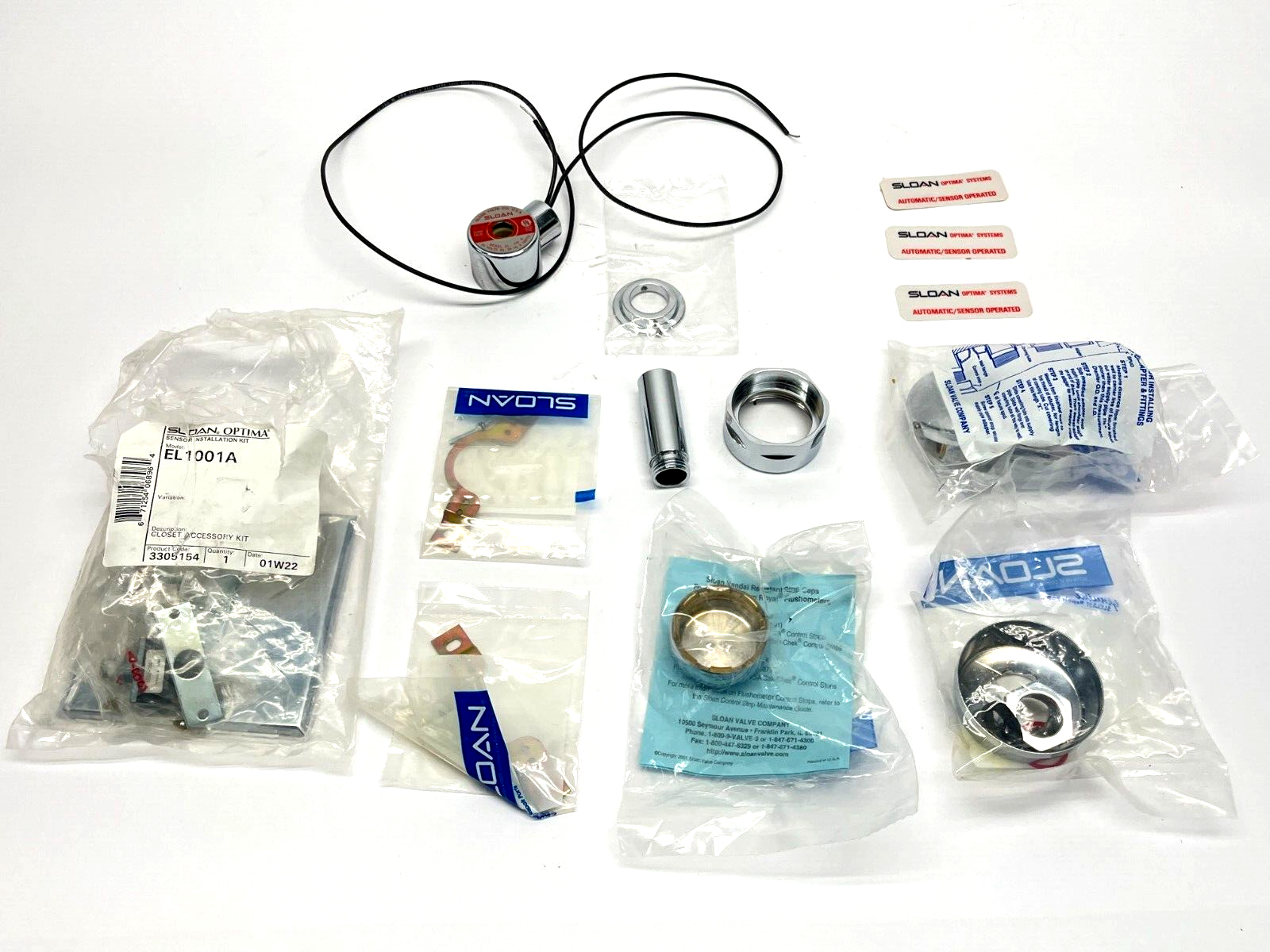 Sloan 3452673 Model 186-1 ESS Incomplete Part Set - For parts or not working - Maverick Industrial Sales