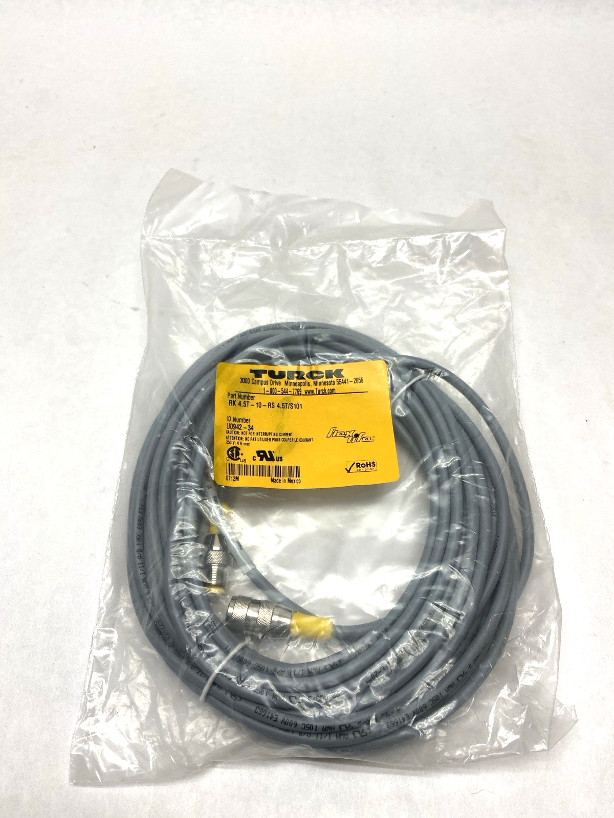 RK 4.5T-10-RS 4.5T/S101 | Turck Flex Life Cable U0942-34 - New - Maverick Industrial Sales