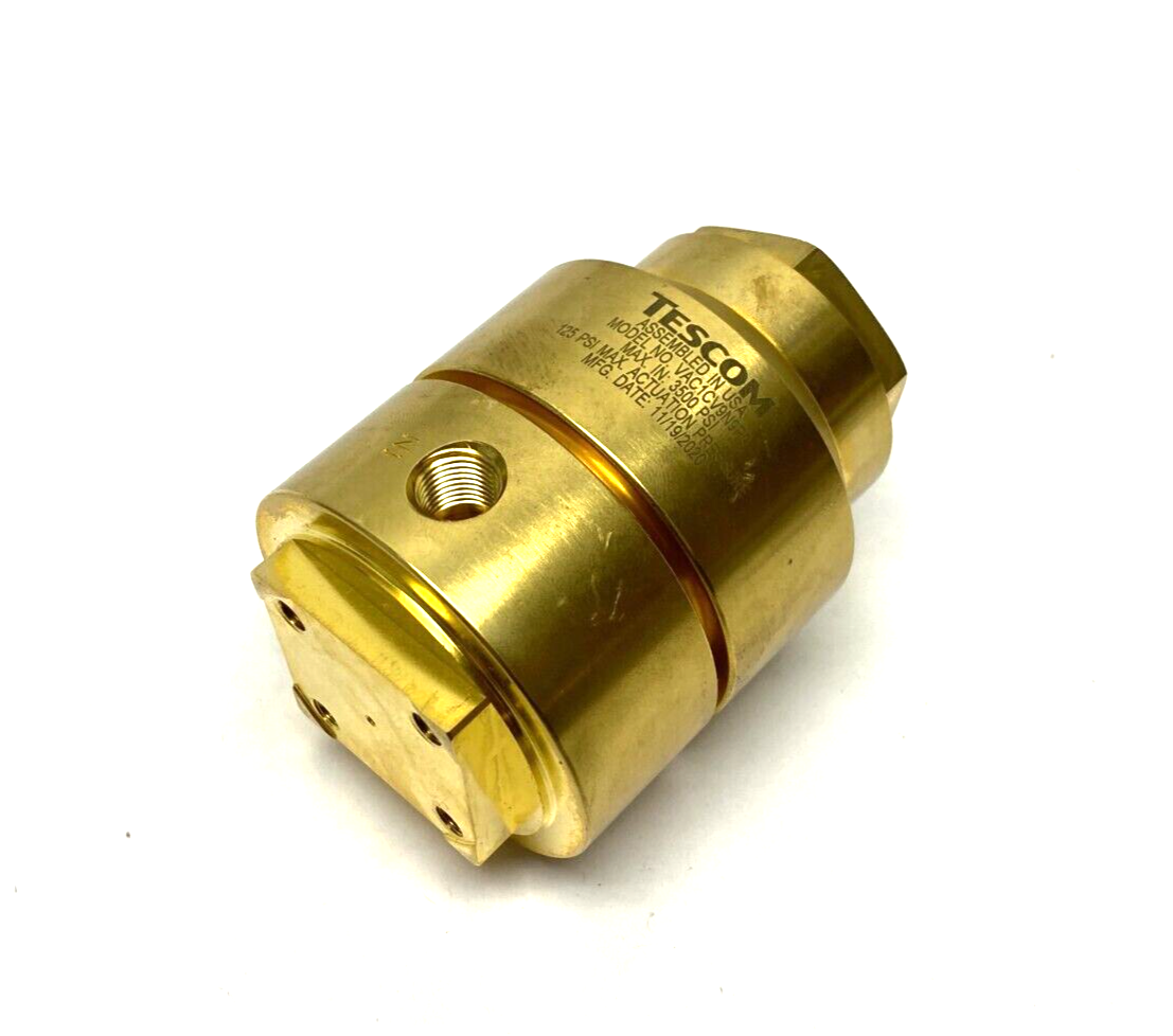 VAC1CV9N9P9 | Emerson Tescom Brass Pressure Valve 1/8" NPT Ports 3500psi - Used - Maverick Industrial Sales