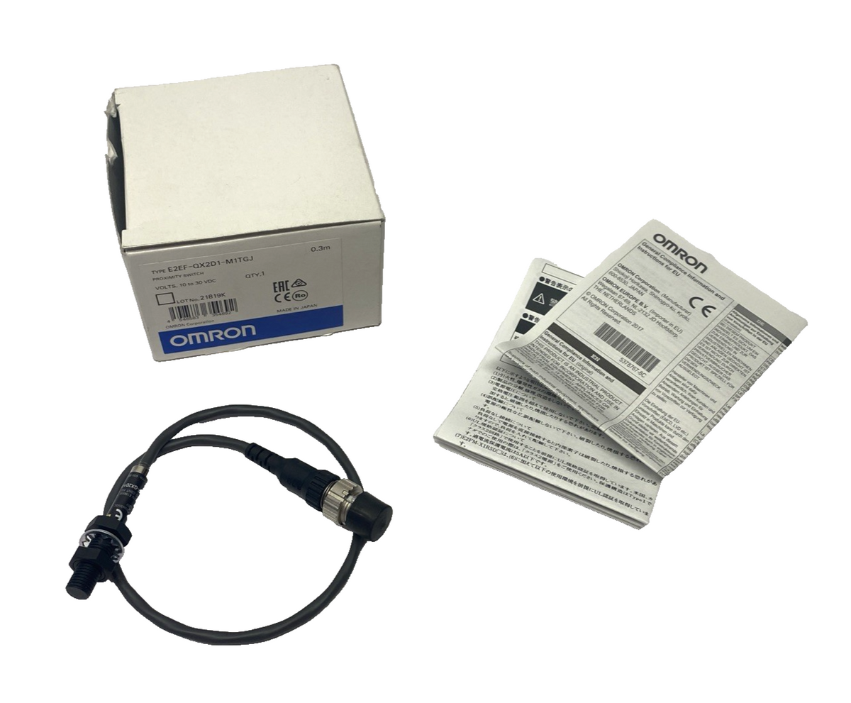 Omron E2EF-QX2D1-M1TGJ Proximity Sensor M8 Body 2mm Sensing Distance, 0.3m Cable - Maverick Industrial Sales