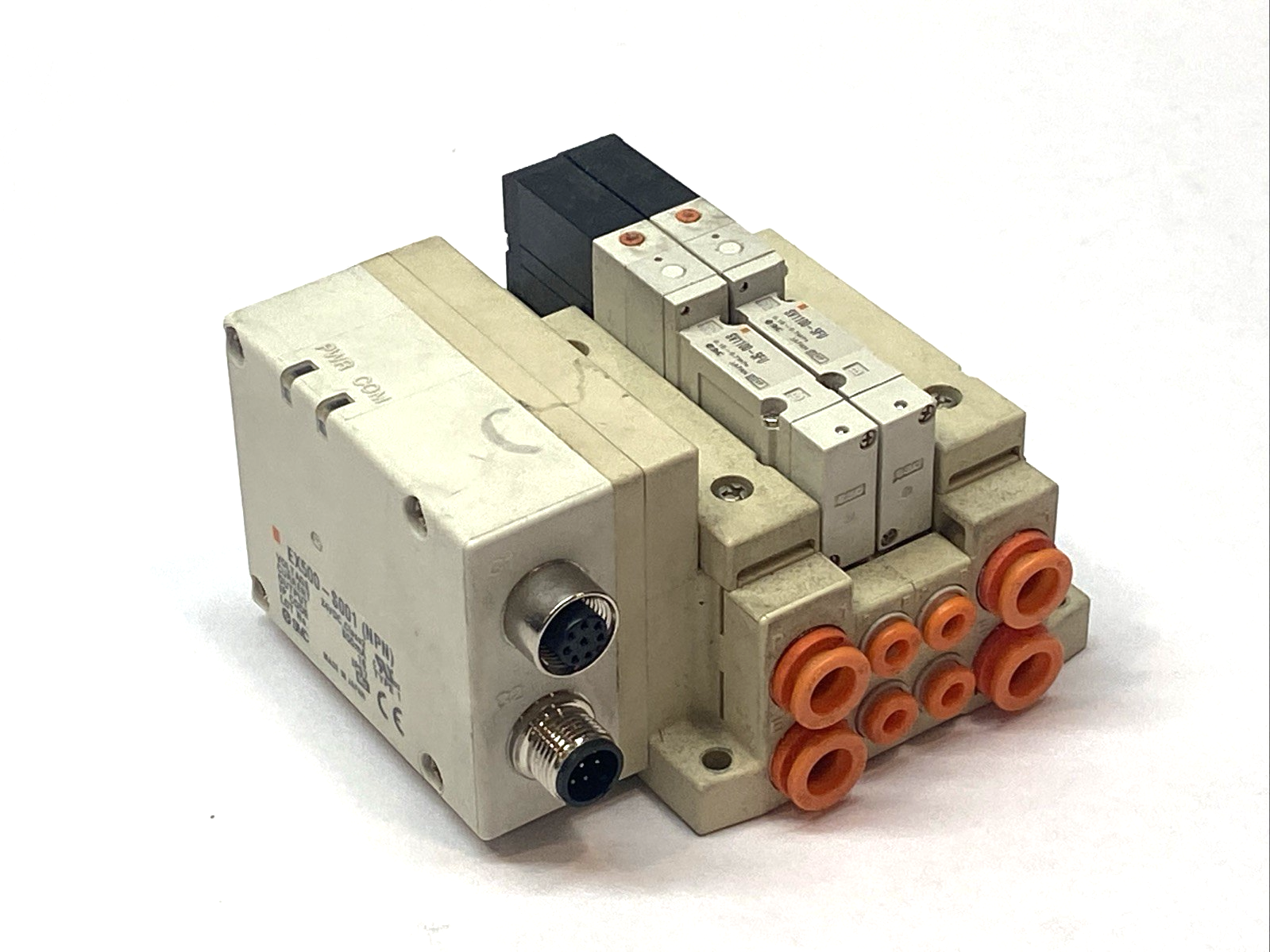 SMC SS5V1-W10S1A3ND-02B-N3 2-Station Pneumatic Manifold w/ SV1100-5FU Valves - Maverick Industrial Sales