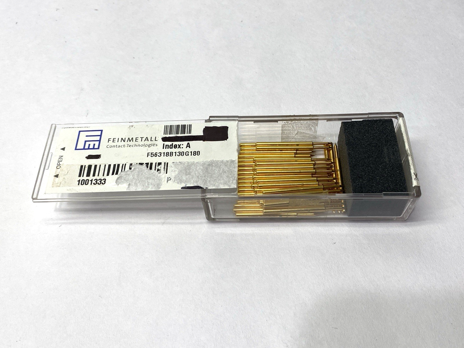 1001333, F56318B130G180 | Feinmetall 1001333 Basic Contact Probes 33mm Length F56318B130G180 LOT OF 131 - New – Open box - Maverick Industrial Sales