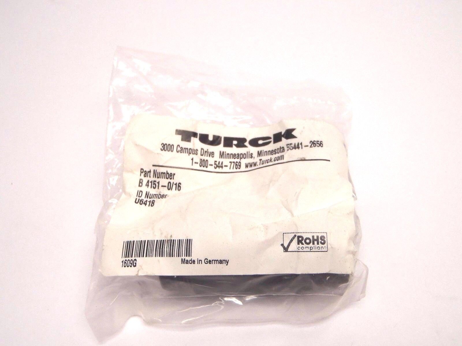 B 4151-0/16 | Turck Field Wire-able Female Connector U6418 - New – Open box - Maverick Industrial Sales