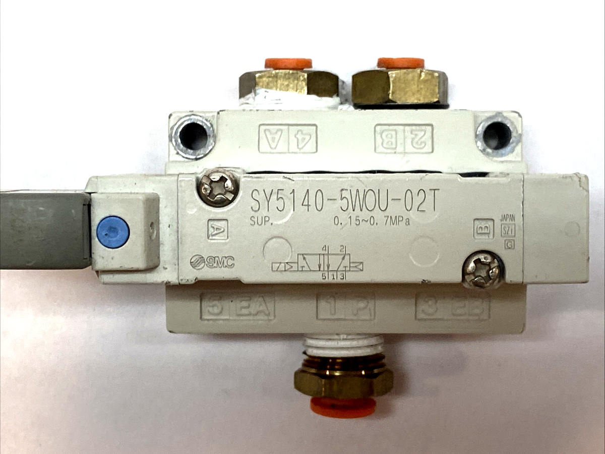 SY5140-5WOU-02T | SMC Solenoid Valve 5-Port 24VDC 1/4" Base Mount - Used - Maverick Industrial Sales