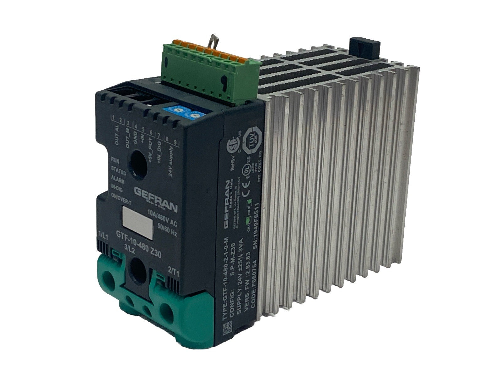 GTF-10-480-2-1-0-M, 5-P-M-Z30 | Gefran GTF-10-480-2-1-0-M Power Controller Single Phase 10A 480VAC 5-P-M-Z30 - Used - Maverick Industrial Sales