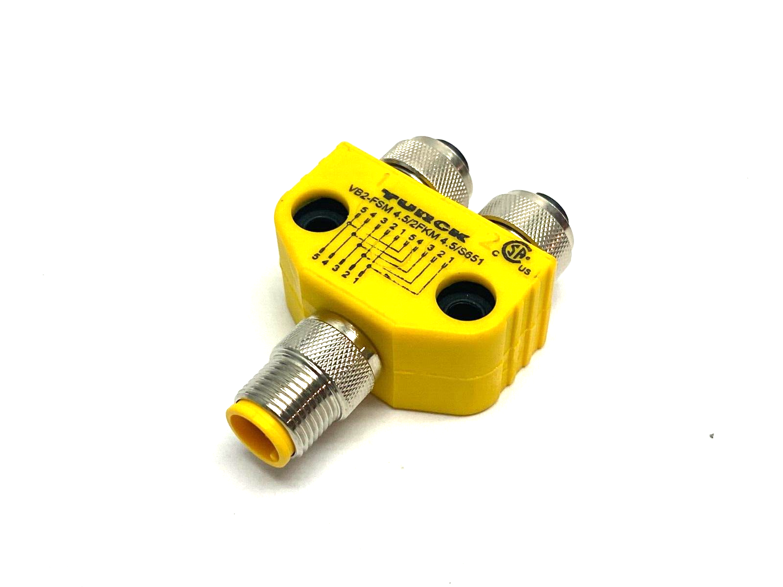 Turck VB2-FSM 4.5/2FKM 4.5/S651 Cable Splitter 2-Branch M12 Eurofast U0098-2 - New – Open box - Maverick Industrial Sales