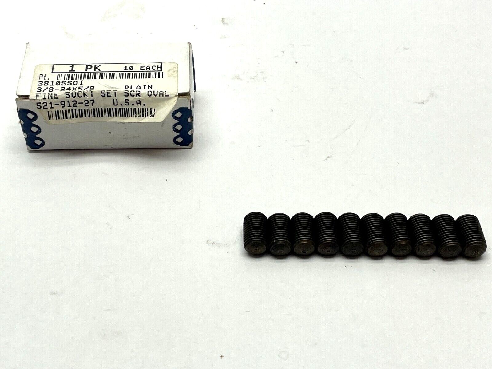 Fine Thread Socket Set Screw Oval Point 3/8"-24 x 5/8" PKG OF 10 - New – Open box - Maverick Industrial Sales