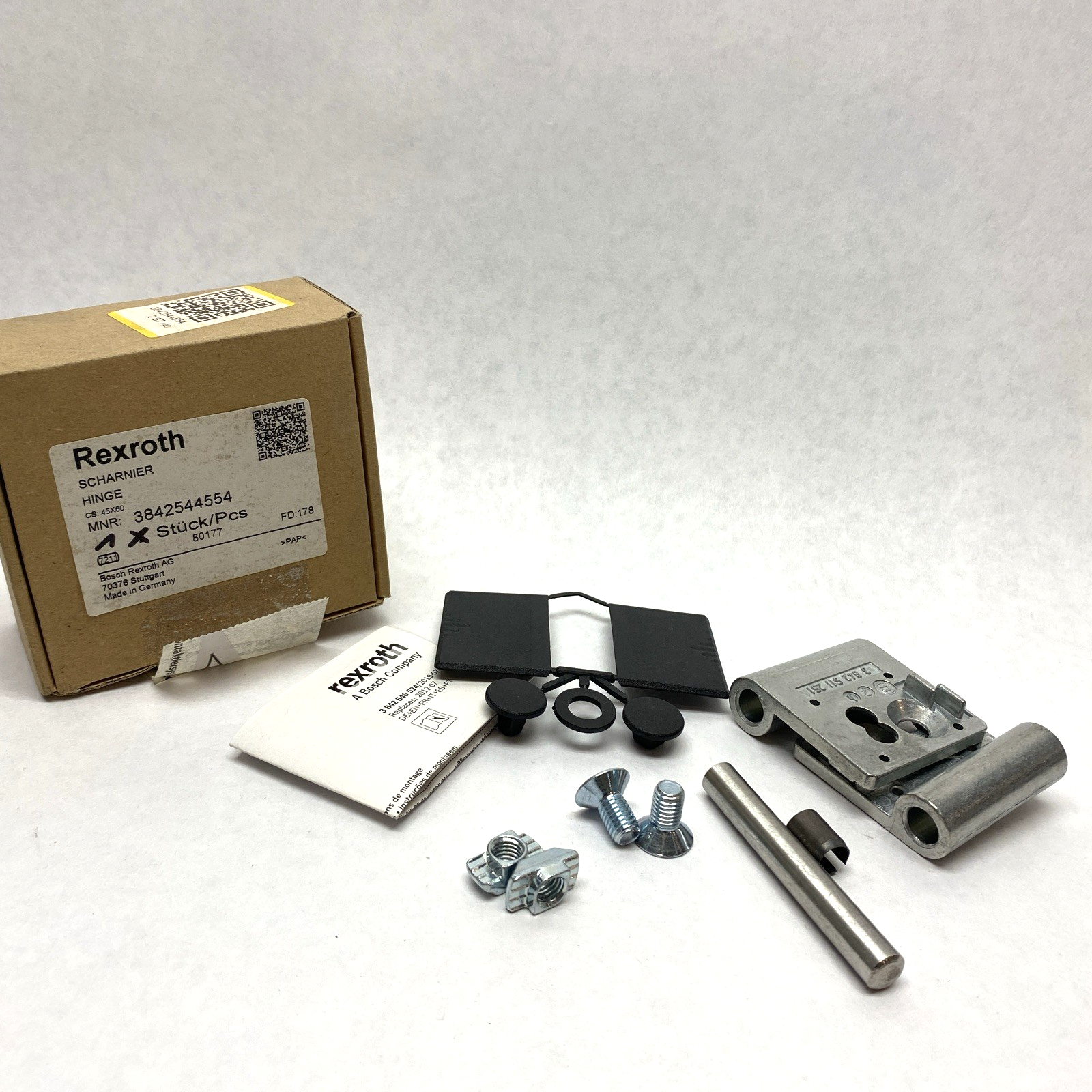 Rexroth 3842544554 Scharnier Hinge 3 842 544 554 BOX OF 1 PCS - New – Open box - Maverick Industrial Sales