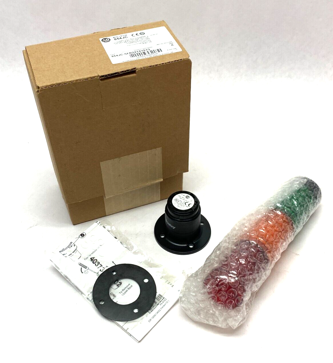854JC-SFB24Y4Y5Y3 | Allen Bradley Ser. A Tower Light Stack Assembly 40mm R,A,G - New - Maverick Industrial Sales