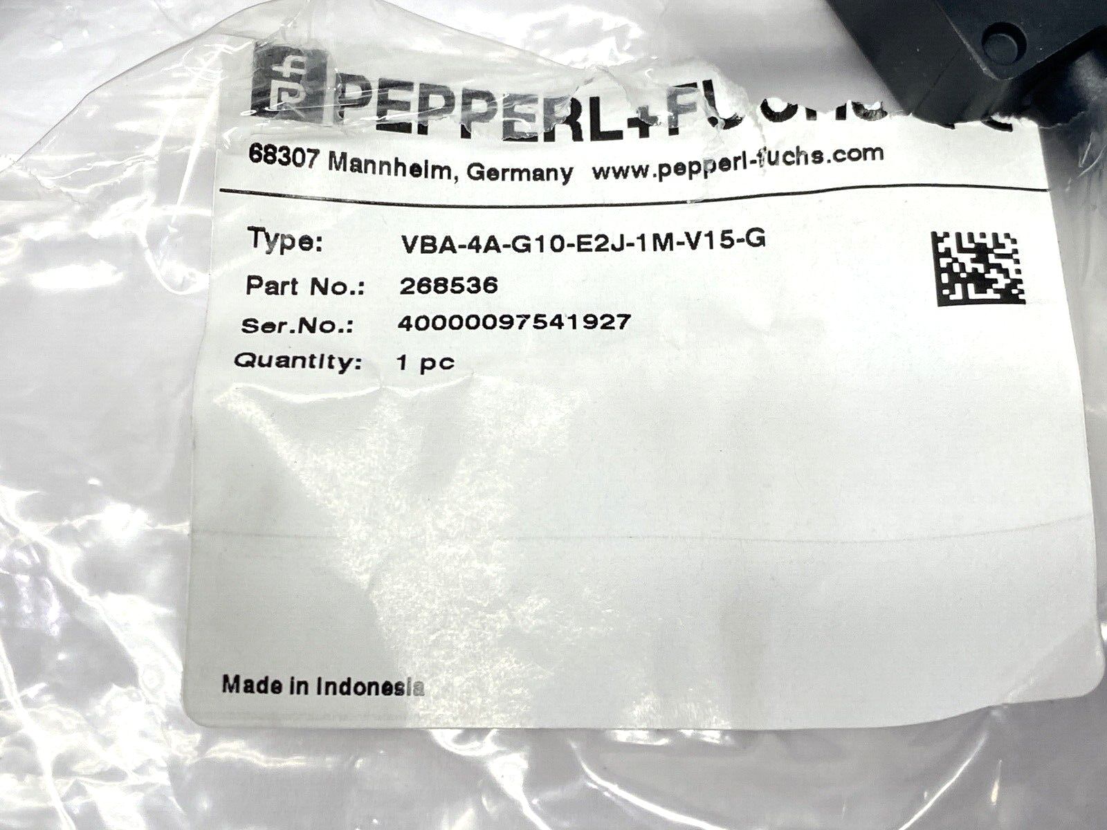 VBA-4A-G10-E2J-1M-V15-G, 268536 | Pepperl+Fuchs VBA-4A-G10-E2J-1M-V15-G Interface Actuator Module 268536 TORN BAG - New Other - Maverick Industrial Sales