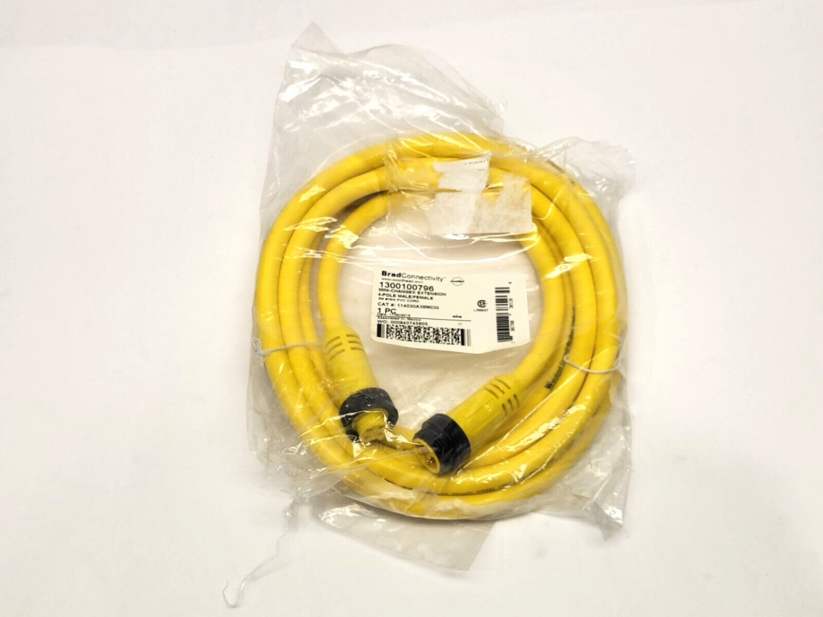 Brad Connectivity 1300100796 Mini-Change M to F Cordset 4-Pole 114030A38M030 - New – Open box - Maverick Industrial Sales