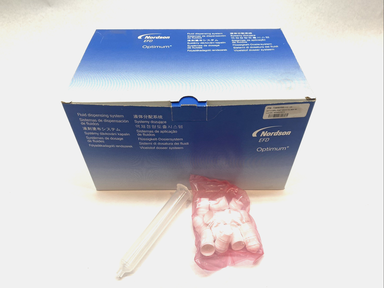 Nordson EFD 7012153 55 cc Syringe Barrels w/White Piston LOT OF 46 - New – Open box - Maverick Industrial Sales