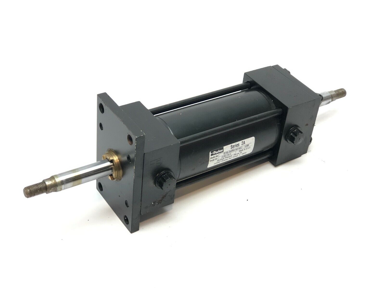 Parker 02.50CKJ2AU14A14AC/4.000 Heavy Duty Double Ended Pneumatic Cylinder - Used - Maverick Industrial Sales