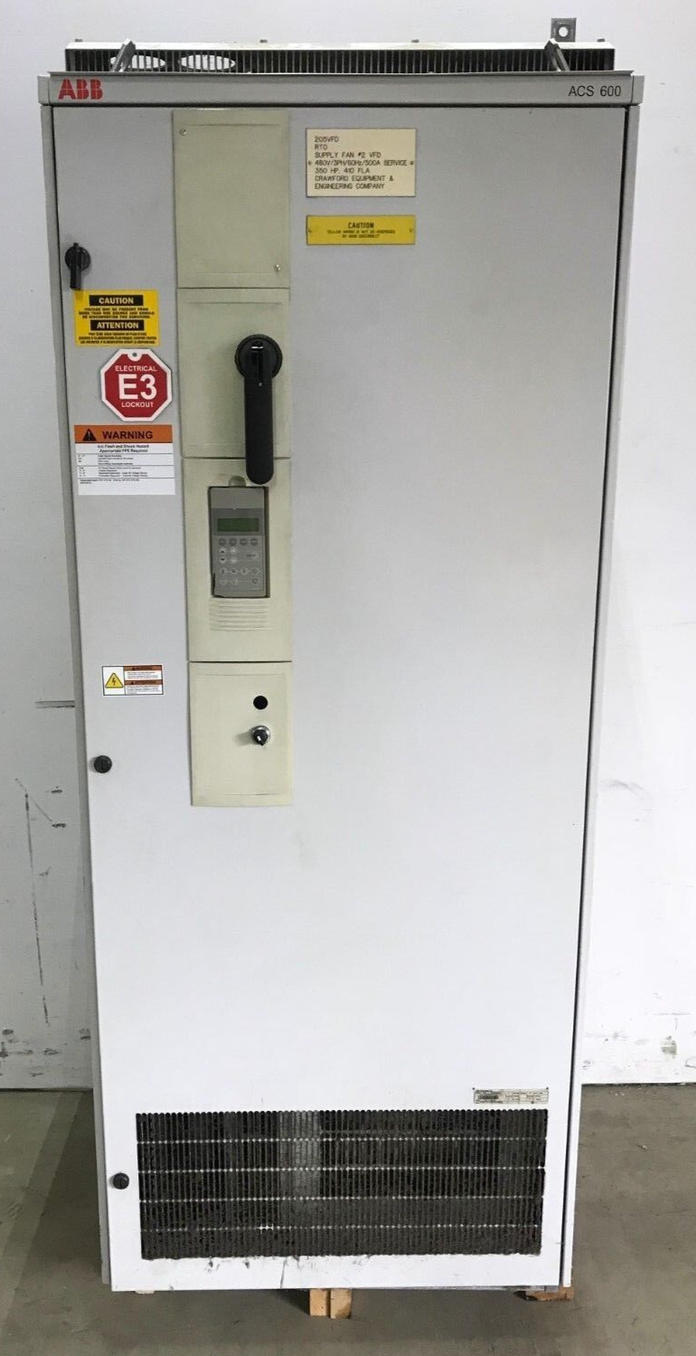 ABB ACS 600 AC Frequency Motor Drive Controller ACS607-0320-4-000B5A00842 350HP - Used - Maverick Industrial Sales