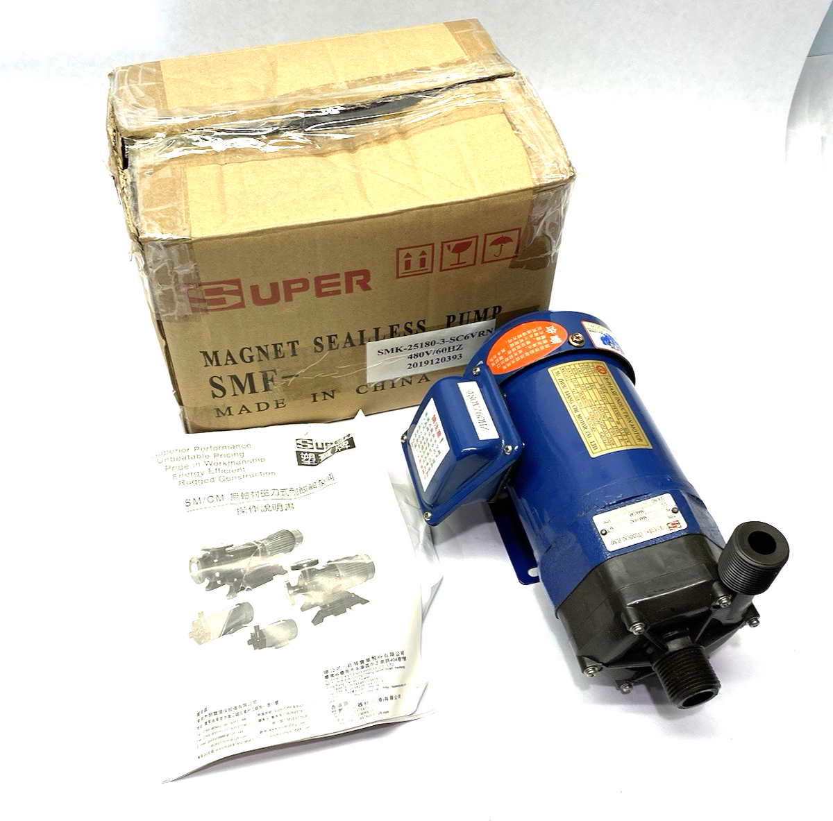 Super Pump SMK-25180-3-SC6VRN Chemical Pump, Magnet Seal-Less - Maverick Industrial Sales