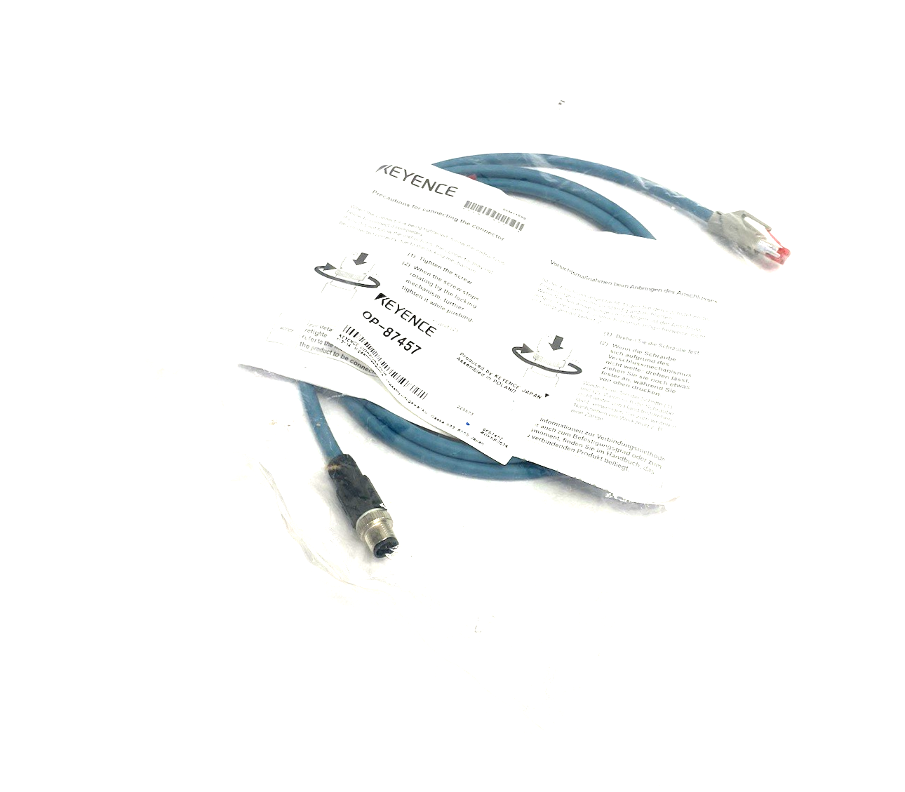 Keyence OP-87457 Ethernet Cable (M12 4-pin / RJ45) NFPA79-comp. Straight 2m - Maverick Industrial Sales