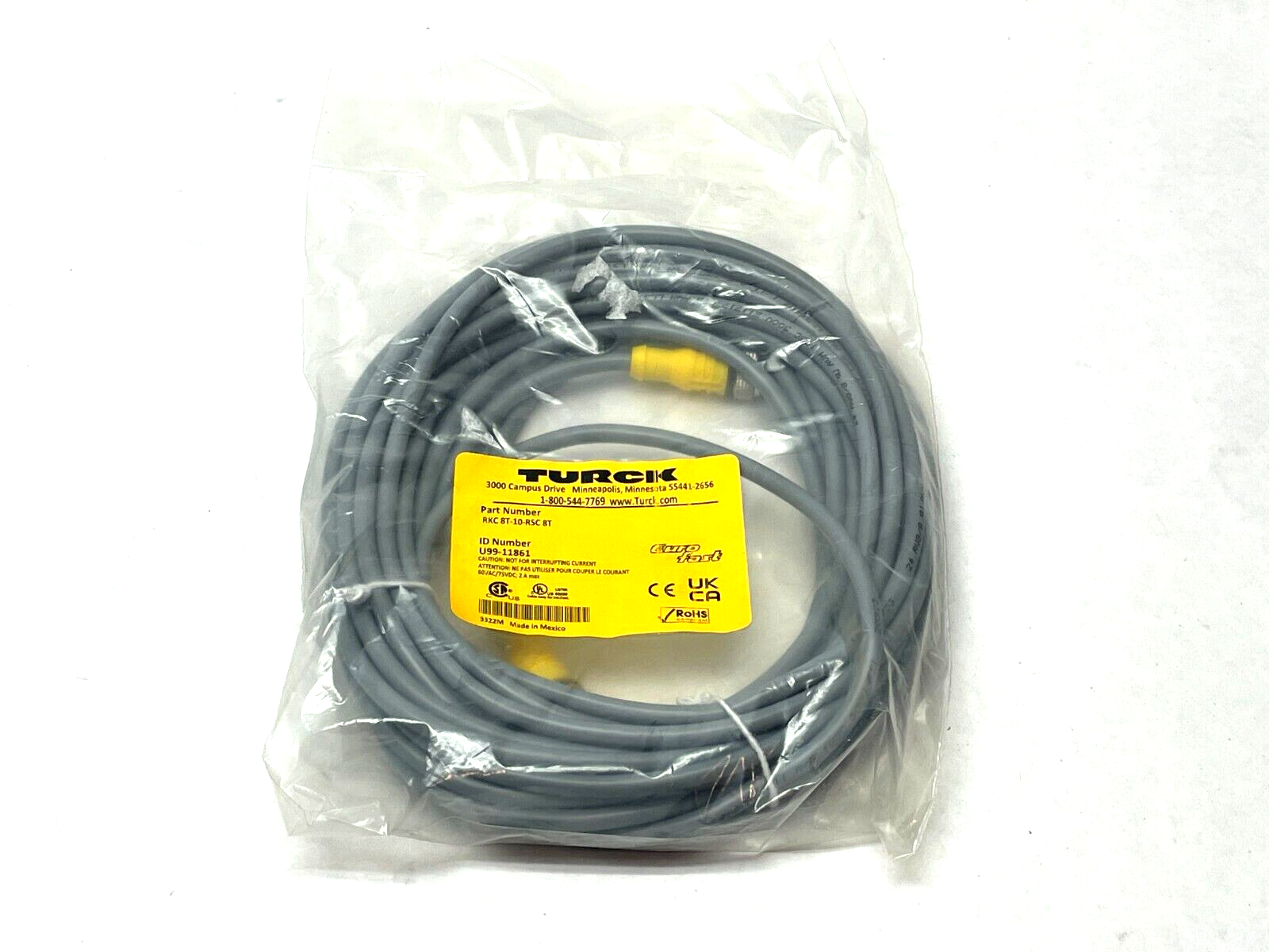 Turck RKC 8T-10-RSC-8T Double Ended Cordset 10m Length U99-11861 - New - Maverick Industrial Sales
