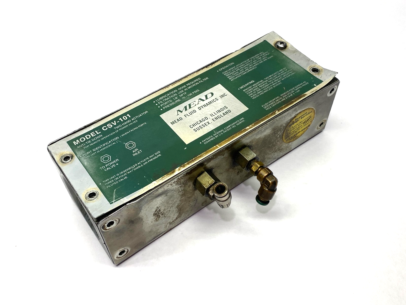 Mead CSV-101 Two Hand Control Pneumatic Valve 1/8" NPTF Ports - Maverick Industrial Sales