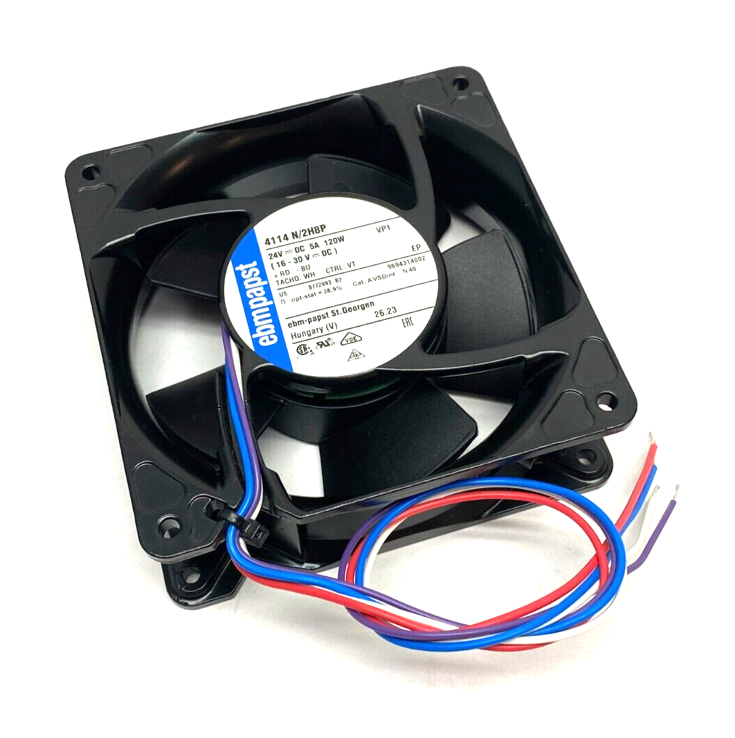 EBM Papst 4114 N/2H8P Electronic Axial Fan 24VDC 5A 120W 4-Wire - New – Open box - Maverick Industrial Sales