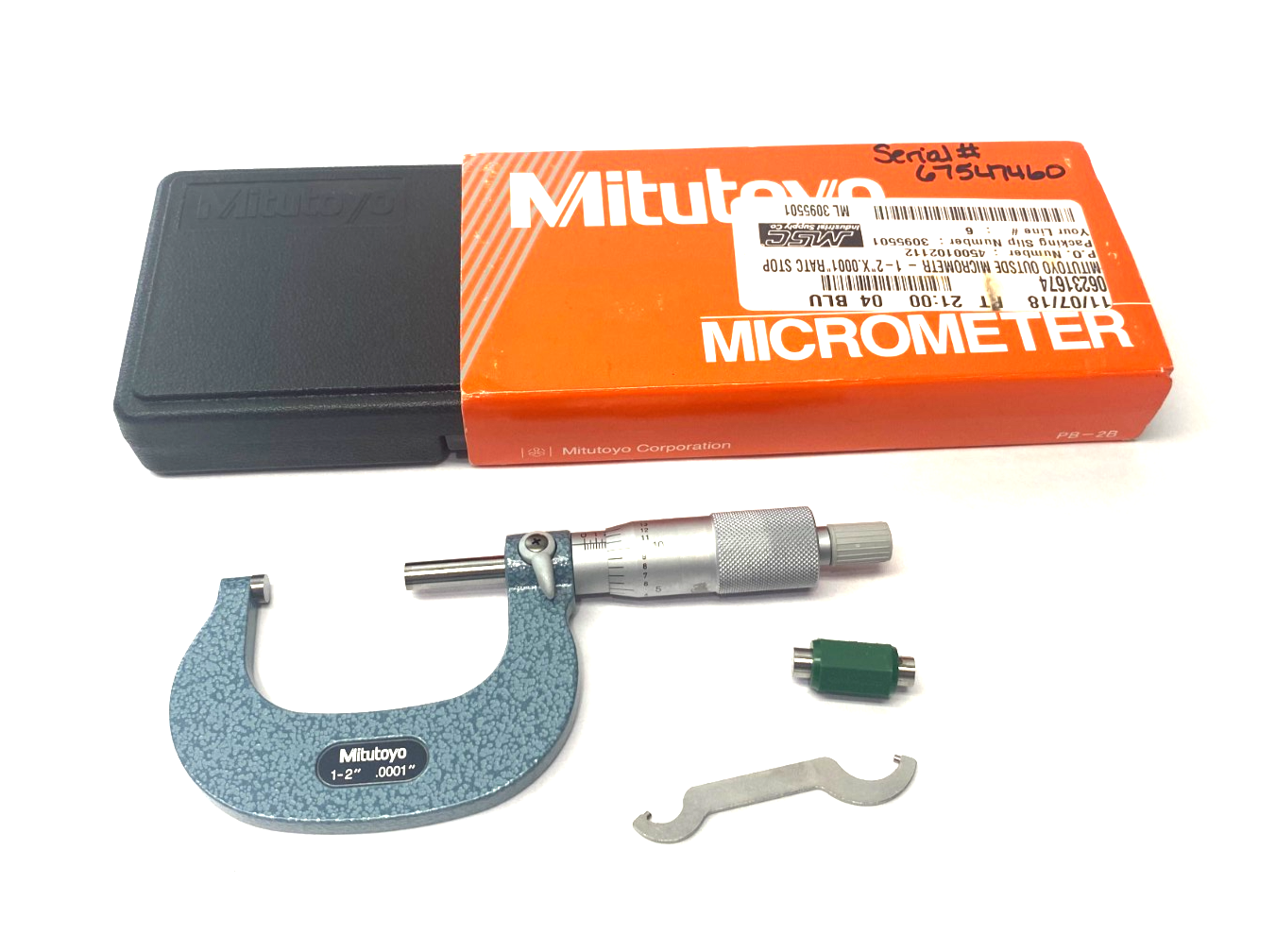 Mitutoyo 103-262 Outisde Micrometer 1-2" Ratchet Stop M120-2"MA - New – Open box - Maverick Industrial Sales