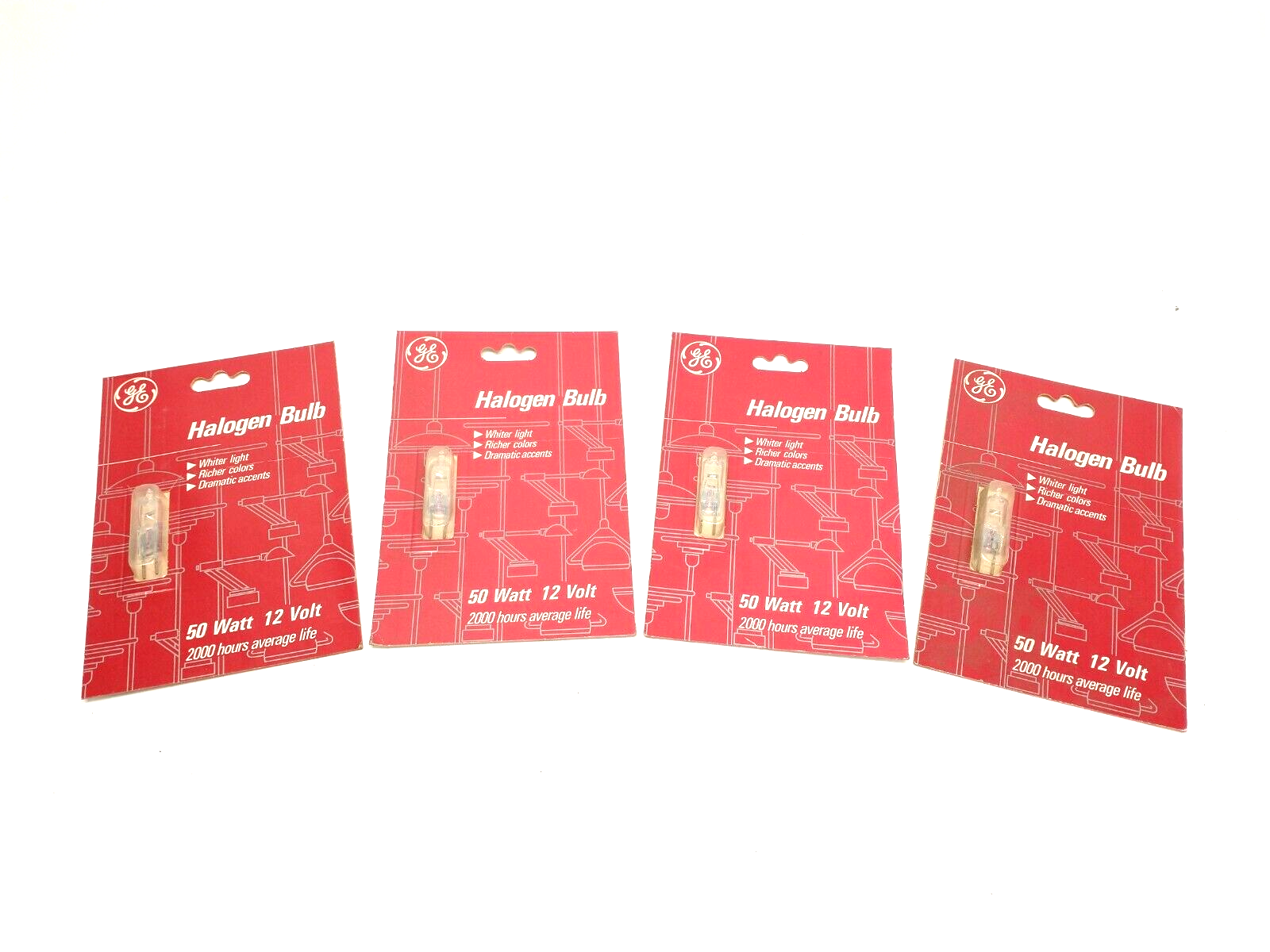 GE General Electric 19376 Halogen Bulb 12V 50W 050T4/CL/CD LOT OF 4 - New - Maverick Industrial Sales