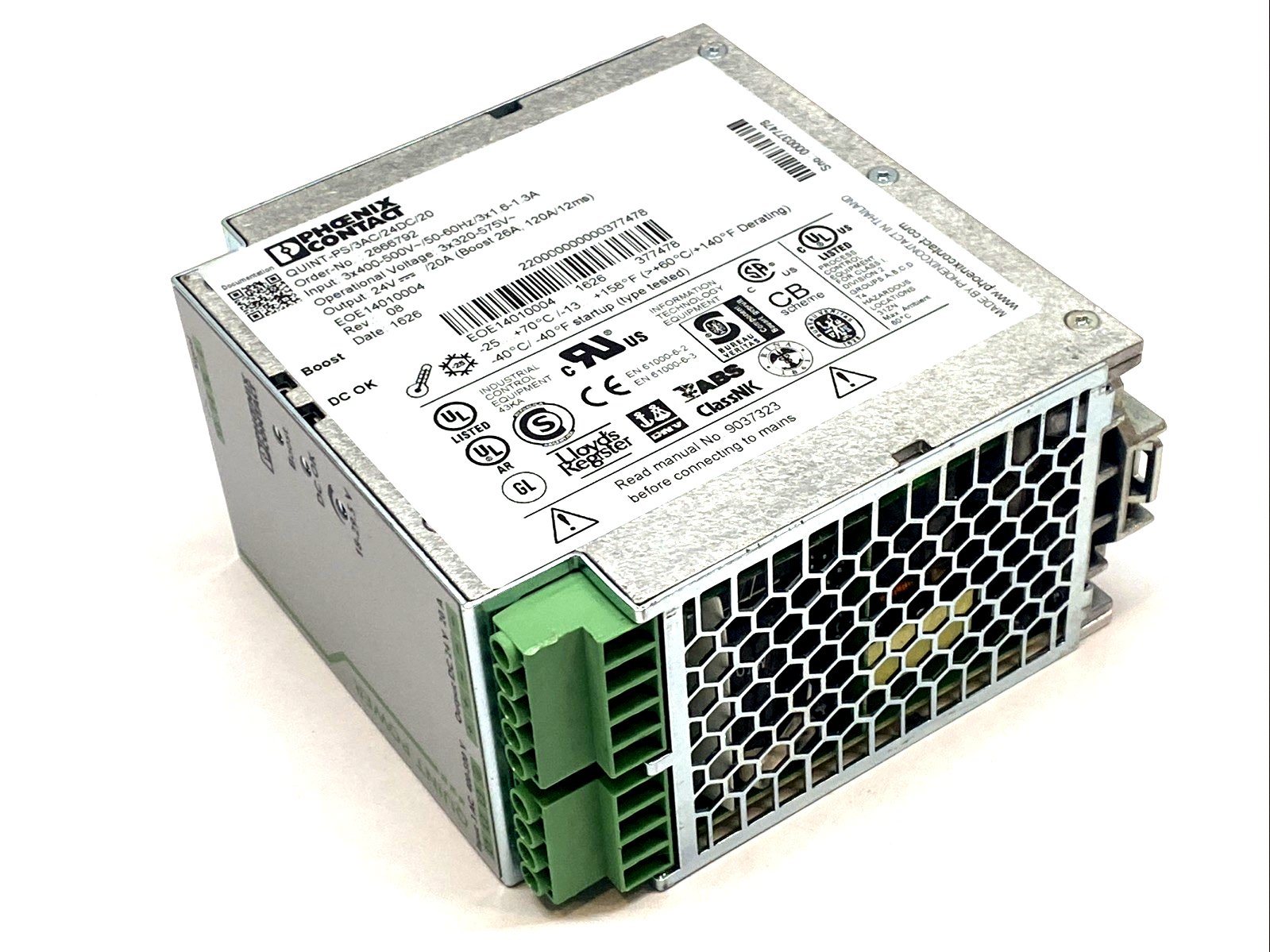 Phoenix Contact QUINT-PS/3AC/24DC/20 Power Supply 24VDC 20A 2866792 - Maverick Industrial Sales