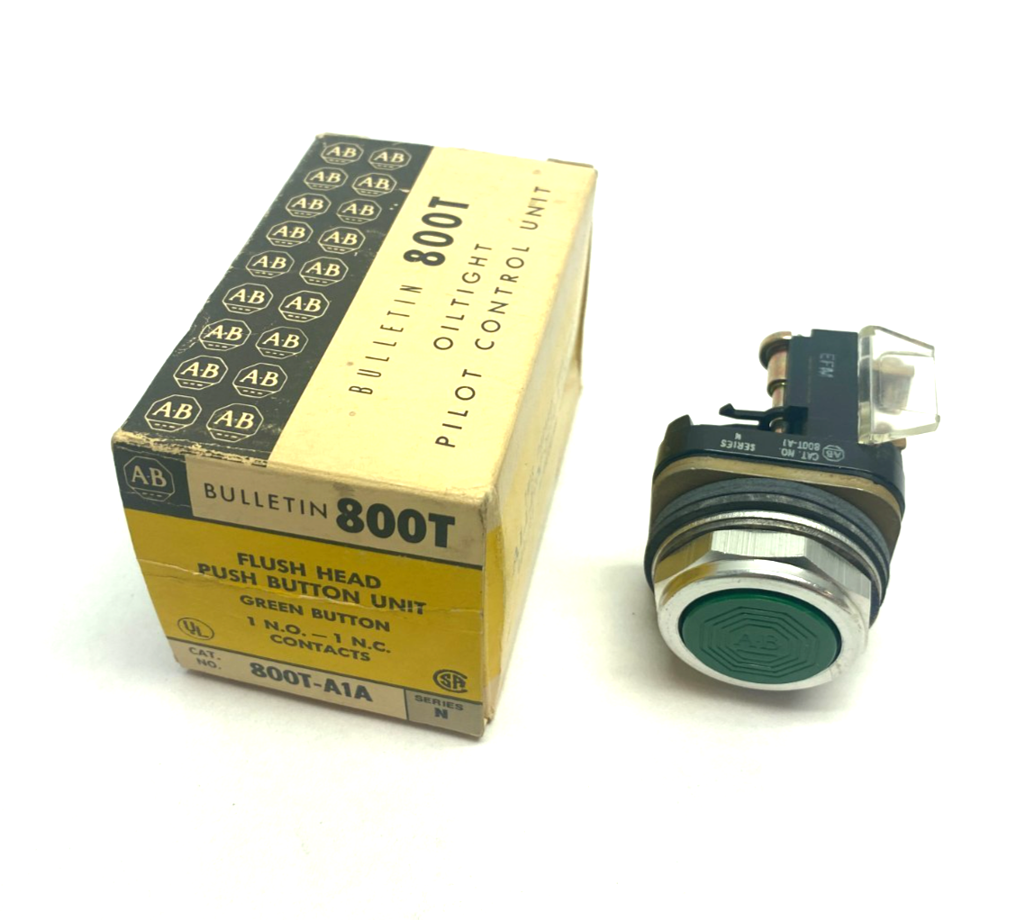Allen Bradley 800T-A1A Ser. N Flush-Head Momentary Pushbutton GREEN - Maverick Industrial Sales