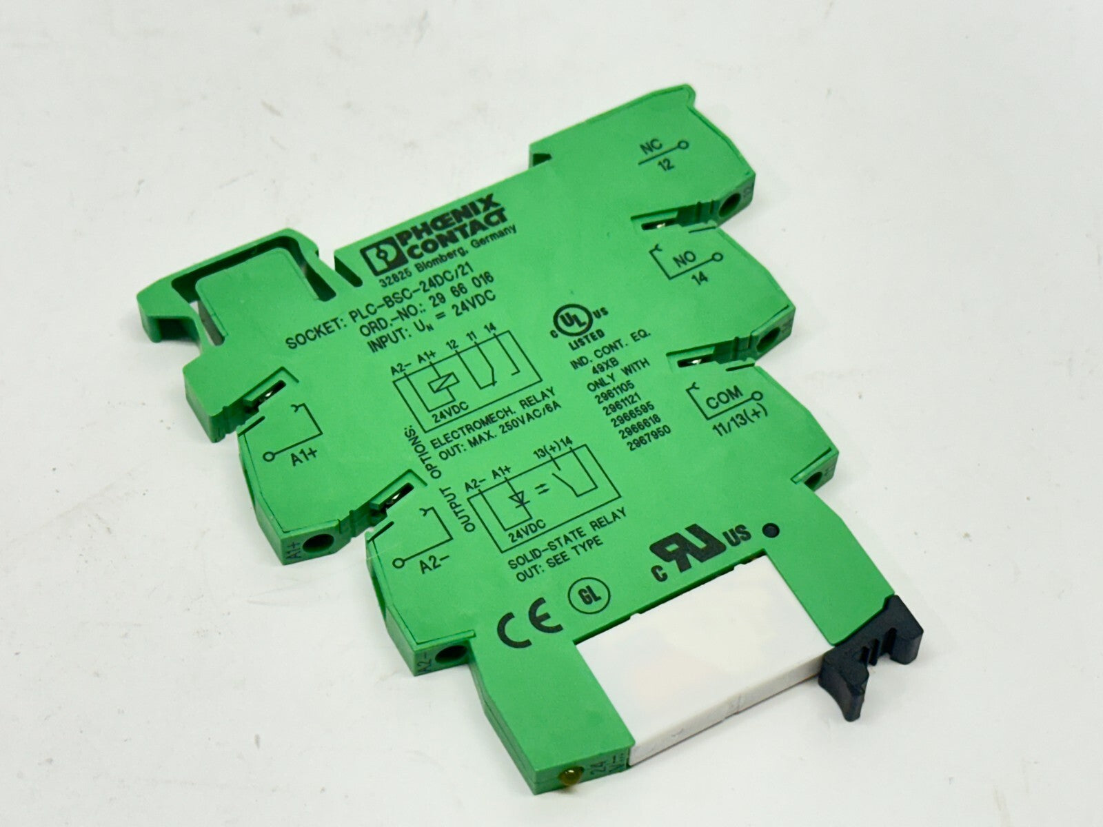 2966016,PLC-BSC-24DC/21 | Phoenix Contact PLC-BSC-24DC/21 Relay Base 2966016 w/ 2961118 6A 250V Relay- Used - Maverick Industrial Sales
