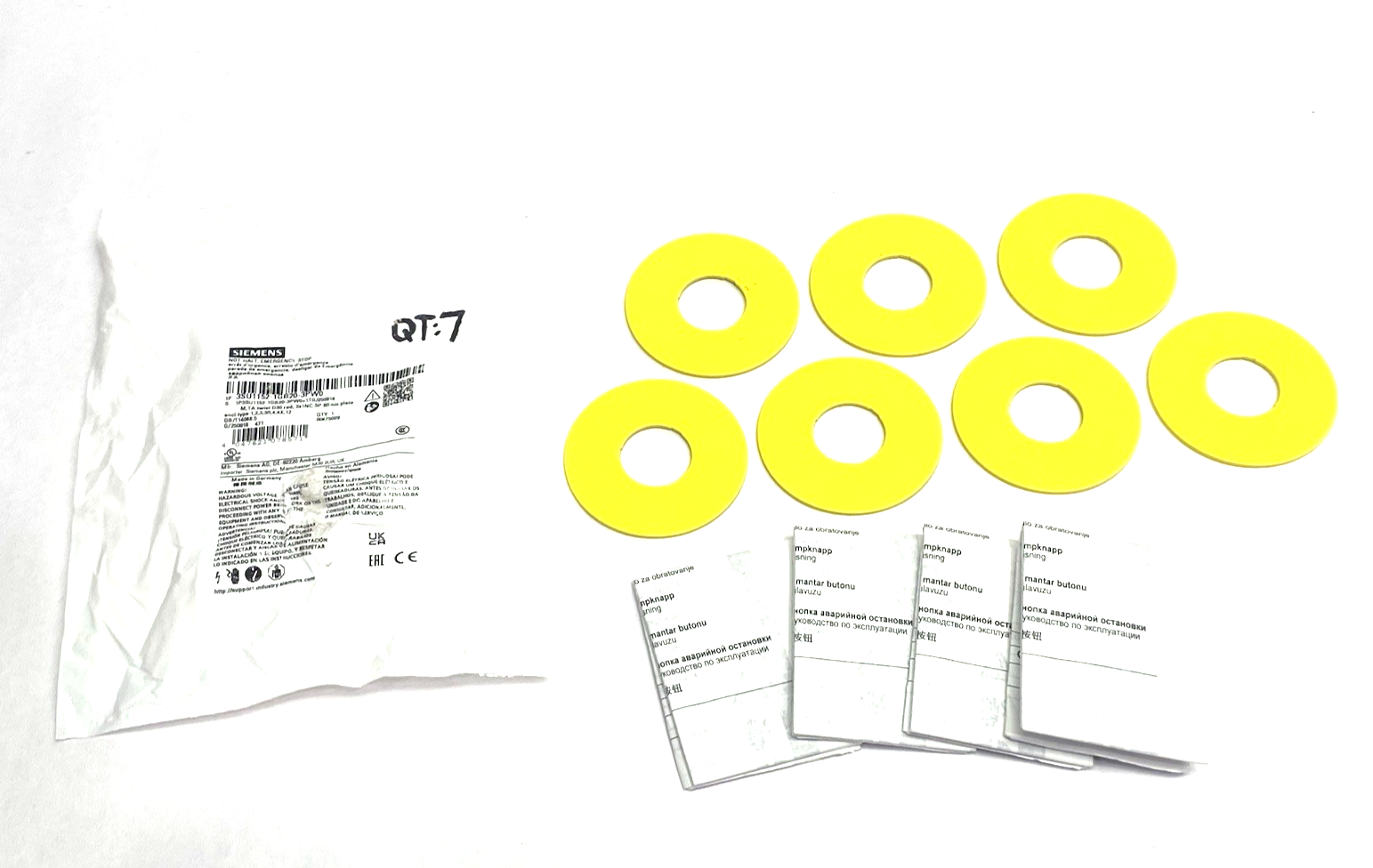 Siemens 3SU1900-0BA31-0AA0 Yellow Backing Plate Washer for E-Stop LOT OF 7 - Maverick Industrial Sales