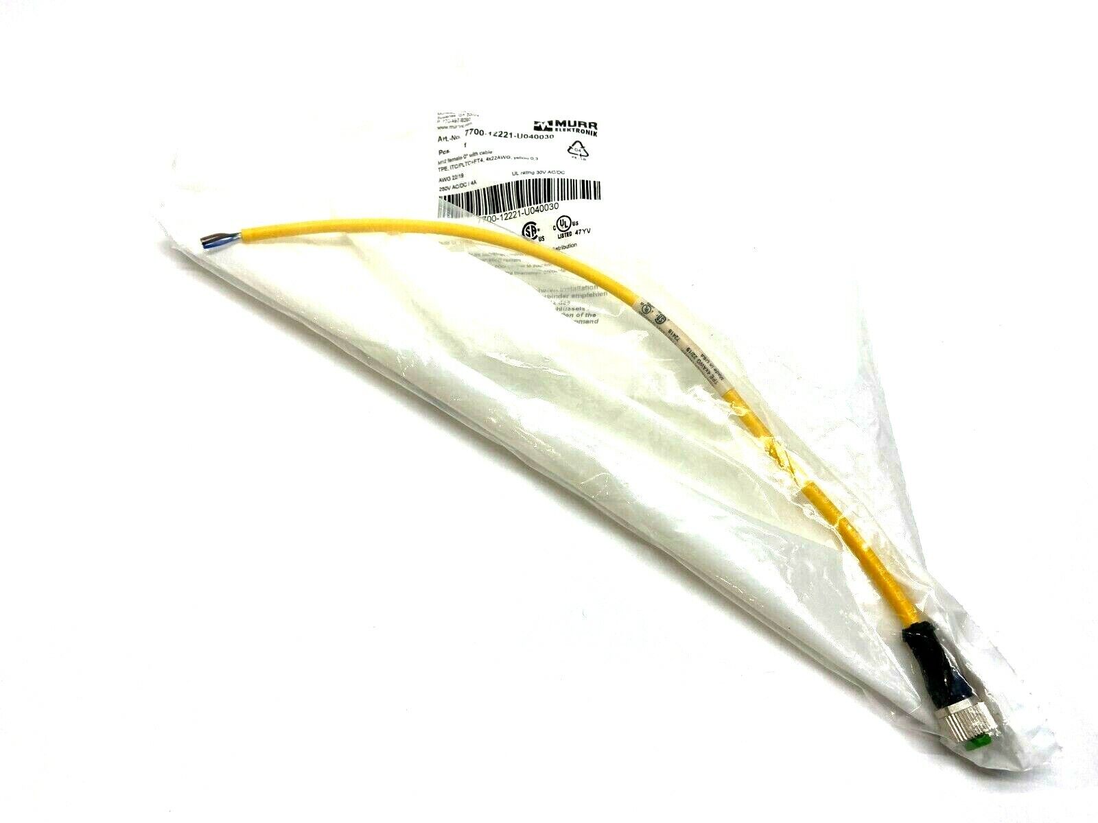 Murr Elektronik 7700-12221-U040030 M12 Female to Flying Leads 0,3m 250V ACDC - Maverick Industrial Sales