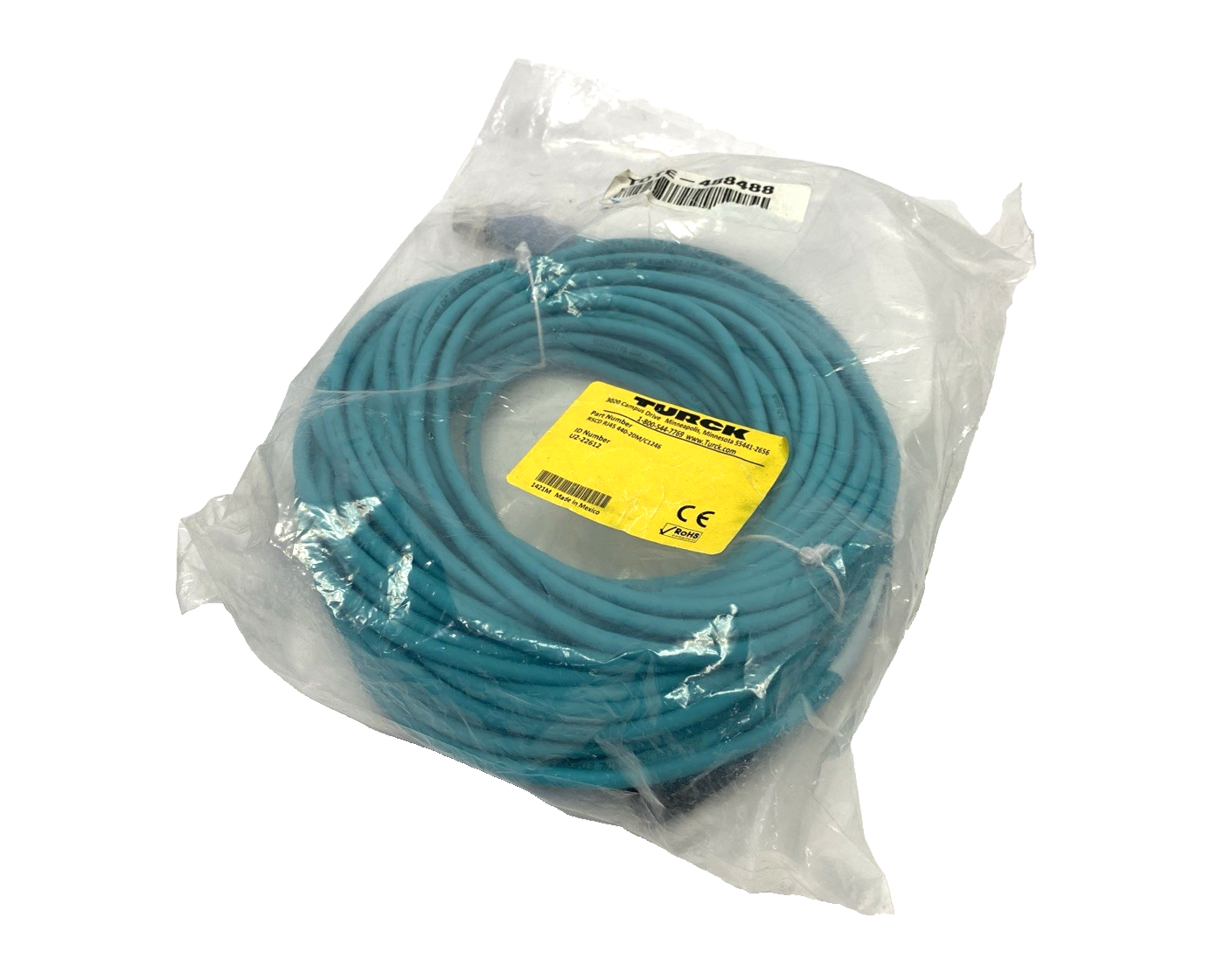 RSCD RJ45 440-20M/C1246 | Turck Industrial Ethernet Cable M12 Male RJ45 U2-22612- New – Open box - Maverick Industrial Sales