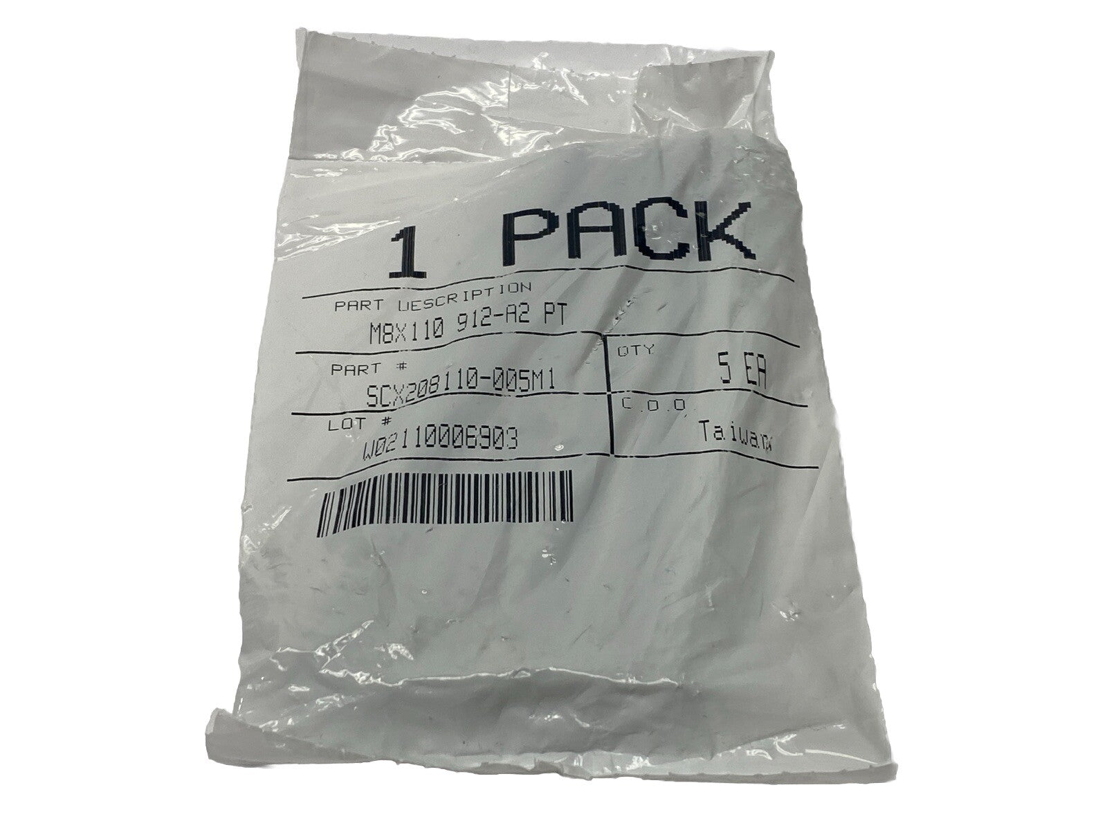 SCX208110-005M1 Socket Head Cap Screws M8X110 912-A2 PT PKG OF 5 - Maverick Industrial Sales