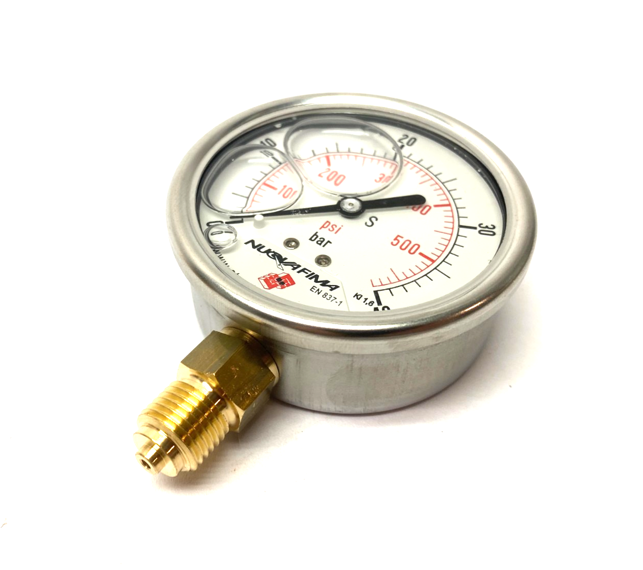 Nuova Fima M63R.GL040G14 Radial Glycerine Manometer 0-40 bar, G 1/4, 63 mm - Maverick Industrial Sales