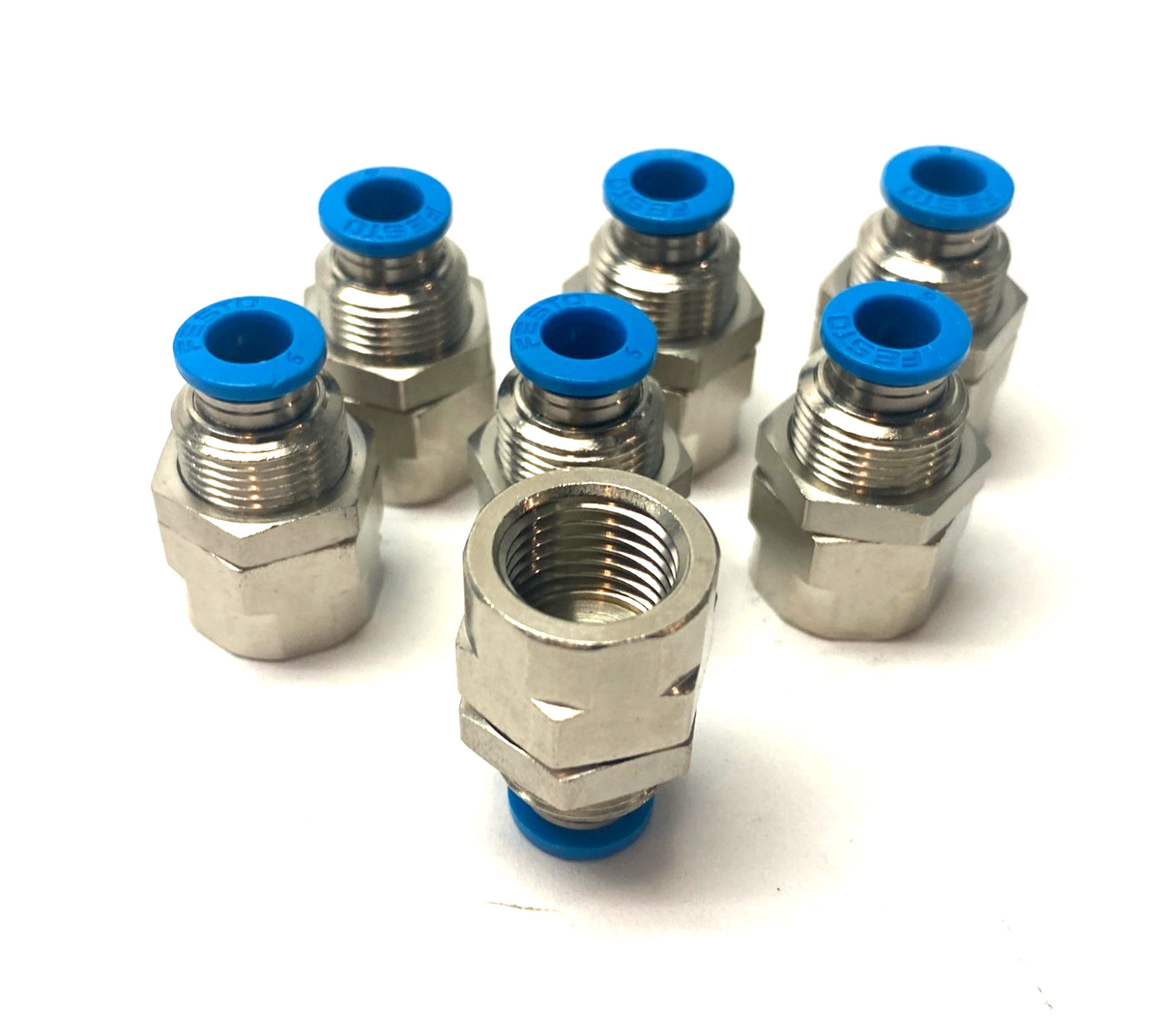 QSSF-1/4-6-B, 153164 | Festo QSSF-1/4-6-B Bulkhead Push-In Fitting G1/4" x 6mm Tube 153164 LOT OF 7 - New Other - Maverick Industrial Sales