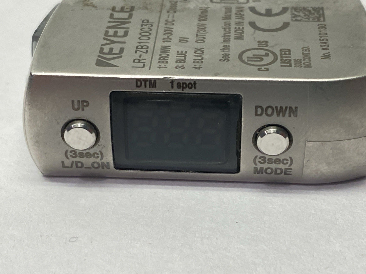 LR-ZB100C3P | Keyence Self-Contained CMOS Laser Sensor Rectangular M8 Connector- Used - Maverick Industrial Sales