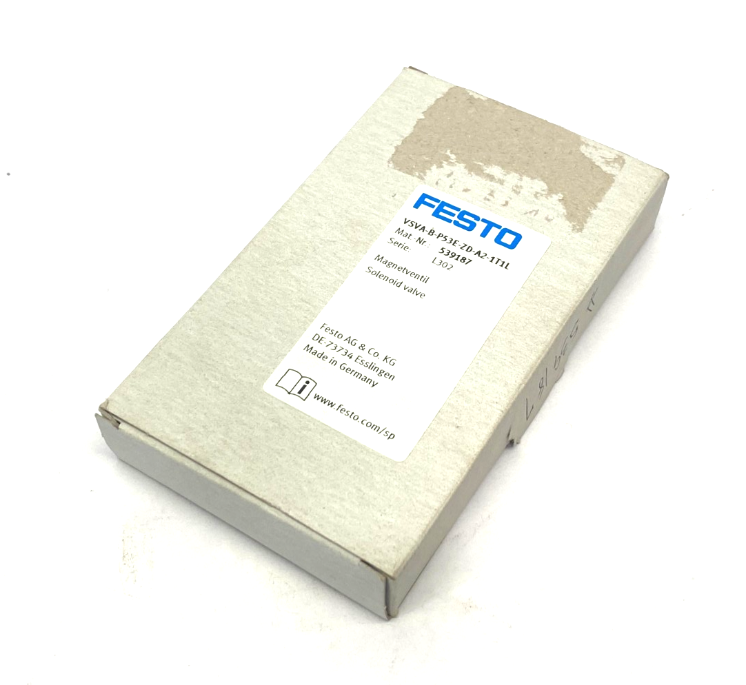Festo VSVA-B-P53E-ZD-A2-1T1L Solenoid Valve, 5/3, Exhausted 539187 - Maverick Industrial Sales