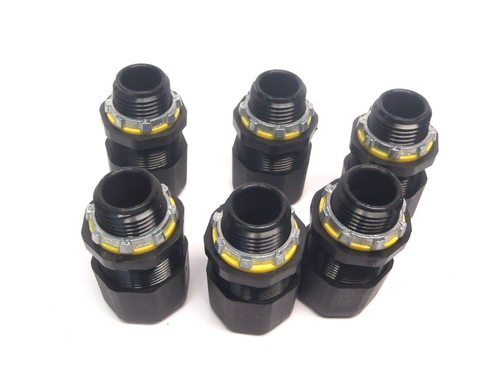 N/A | Black Nylon Strain Relief 3/4" Conduit Liquid Tight Threaded Fittings LOT OF 6 - New – Open box - Maverick Industrial Sales