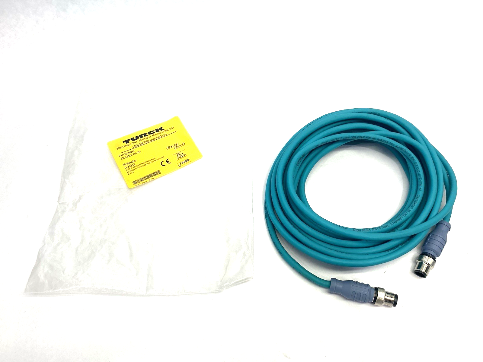 U-22512 | Turck Eurofast Double Ended Ethernet Cordset M12 Male RSCD RSCD 440-7M- New – Open box - Maverick Industrial Sales