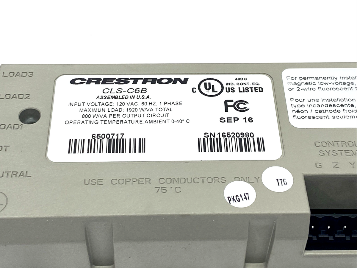 CLS-C6B | Crestron iLux Integrated Lighting System Control MISSING FRONT COVER - Used - Maverick Industrial Sales