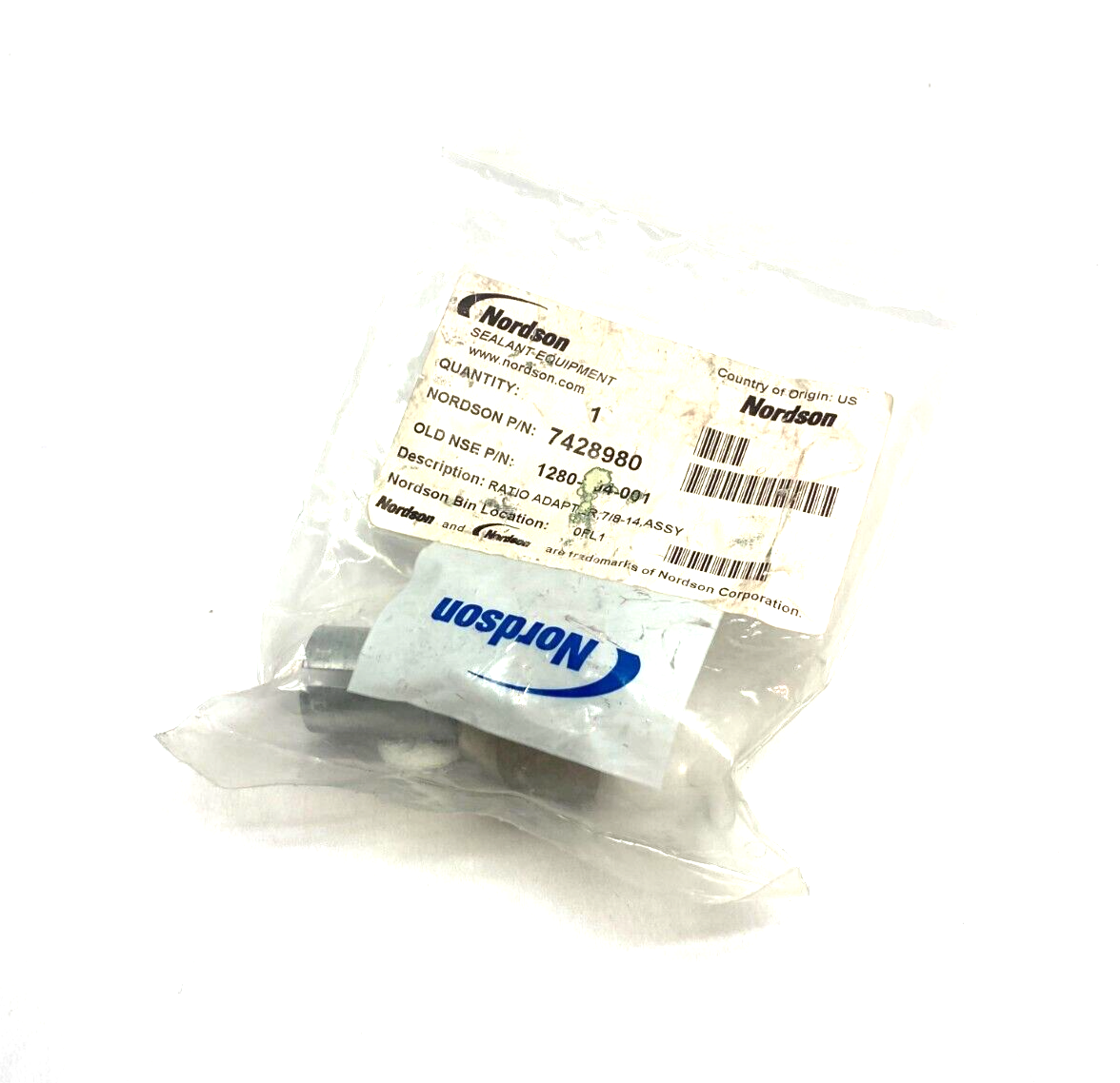 7428980, 1280-104-001 | Nordson 7428980 Ratio Adapter 7/8"-14 Assembly 1280-104-001 - New - Maverick Industrial Sales