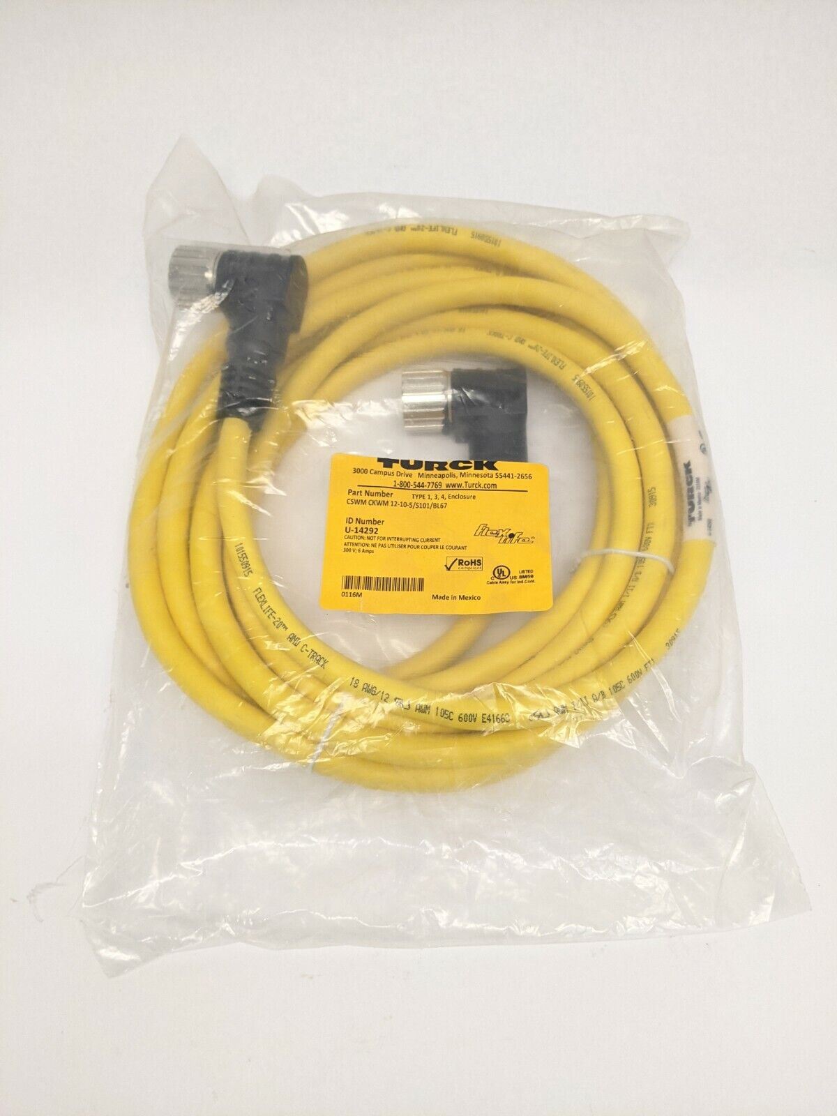 Turck CSWM CKWM 12-10-5/S101/BL67 Flexlife Double-Ended Cordset U-14292 - New - Maverick Industrial Sales