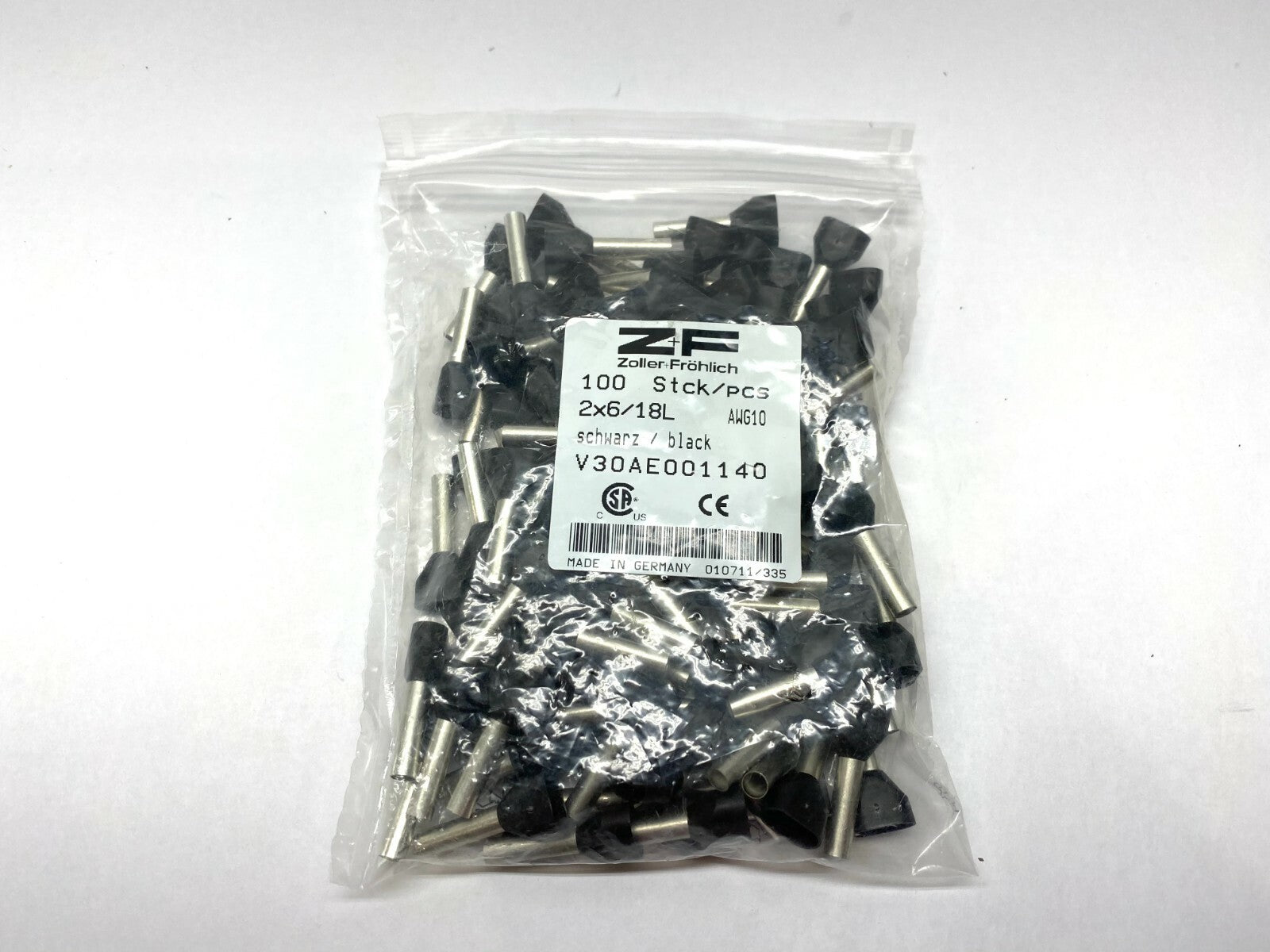 Zoller & Frohlich V30AE001140 Gogapin Twin Wire End Sleeve BAG OF 100 2x6/18L - Maverick Industrial Sales