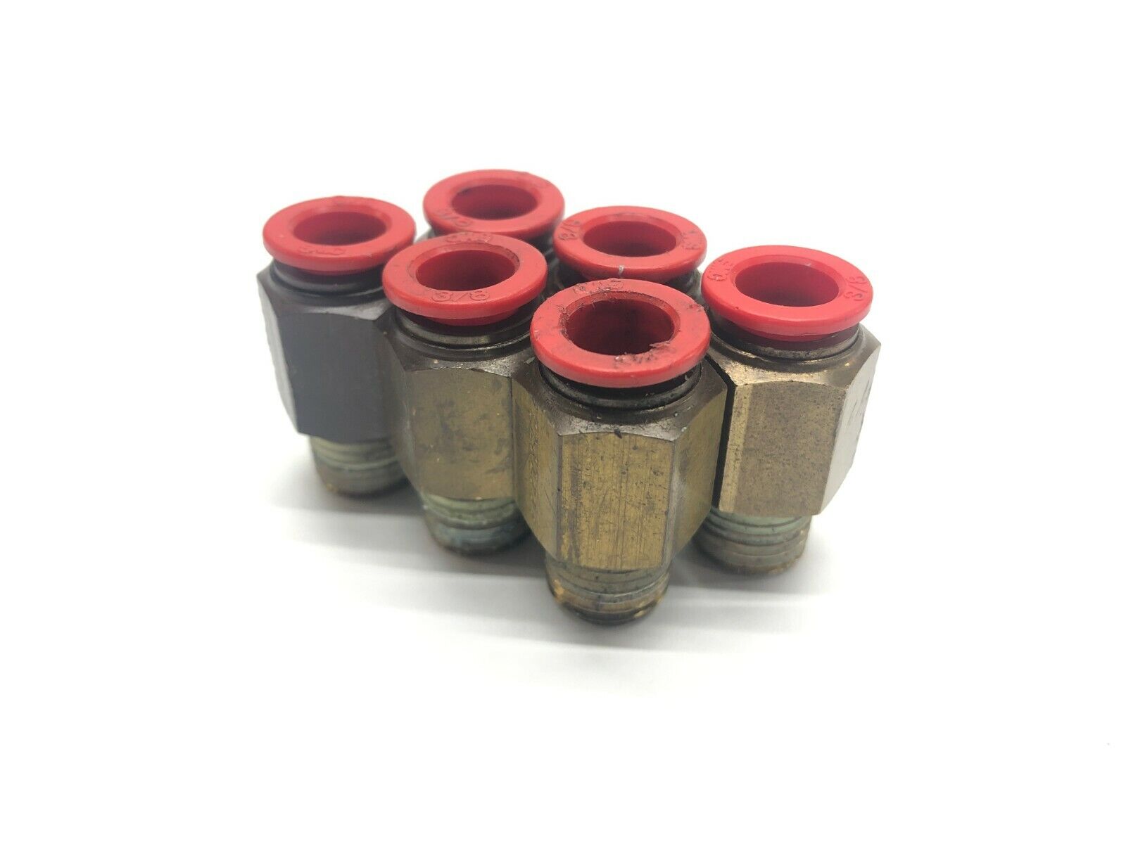 KQ2S11-35AS | SMC Male Connector 3/8" One Touch to 1/4" NPT LOT OF 6 - Used - Maverick Industrial Sales