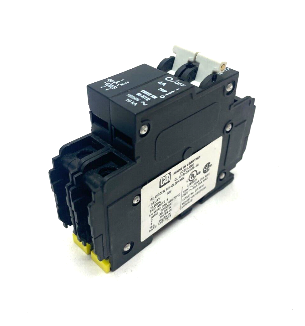 QL28KM04,QL-2(13)-DM-KM-4A | CBI QL28KM04 Circuit Breaker 2-Pole 4A QL-2(13)-DM-KM-4A - Used - Maverick Industrial Sales