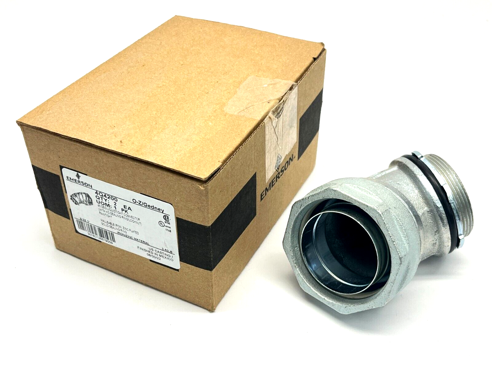 Emerson 4Q4200 Liquidtight Connector 45 Degree Raintight 2" - New – Open box - Maverick Industrial Sales